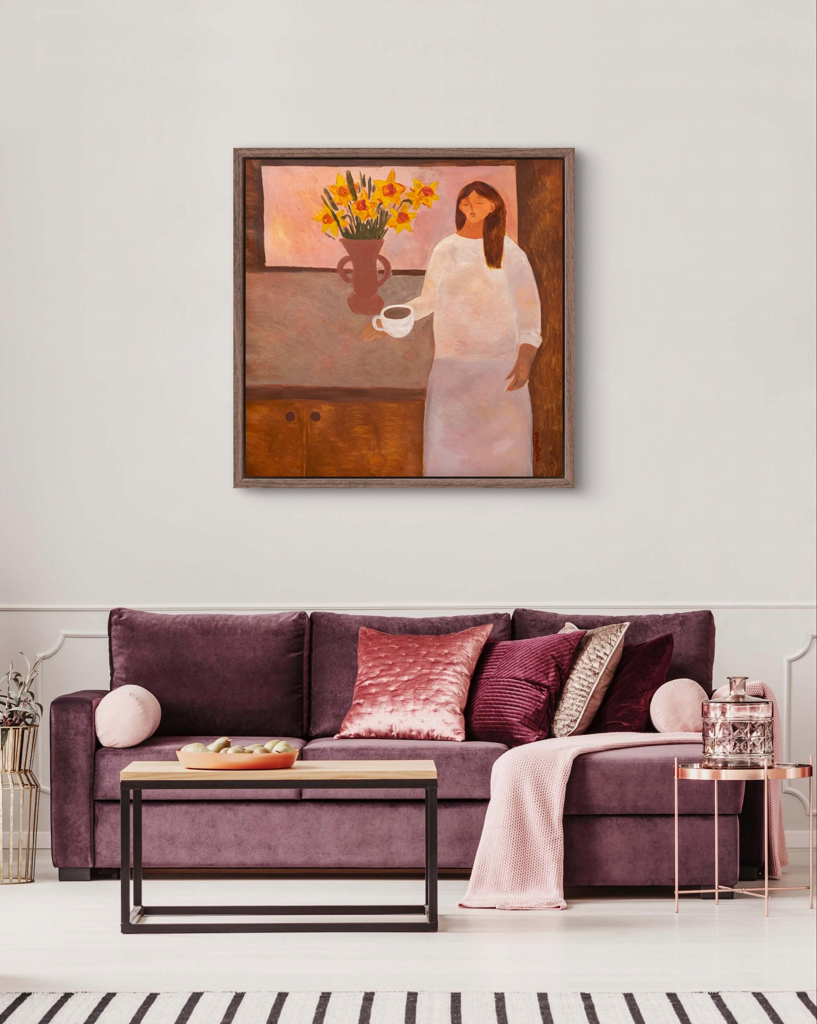 Das Leben lieben und auf den Frühling warten (Braun), Figurative Painting, von Dasha Pogodina