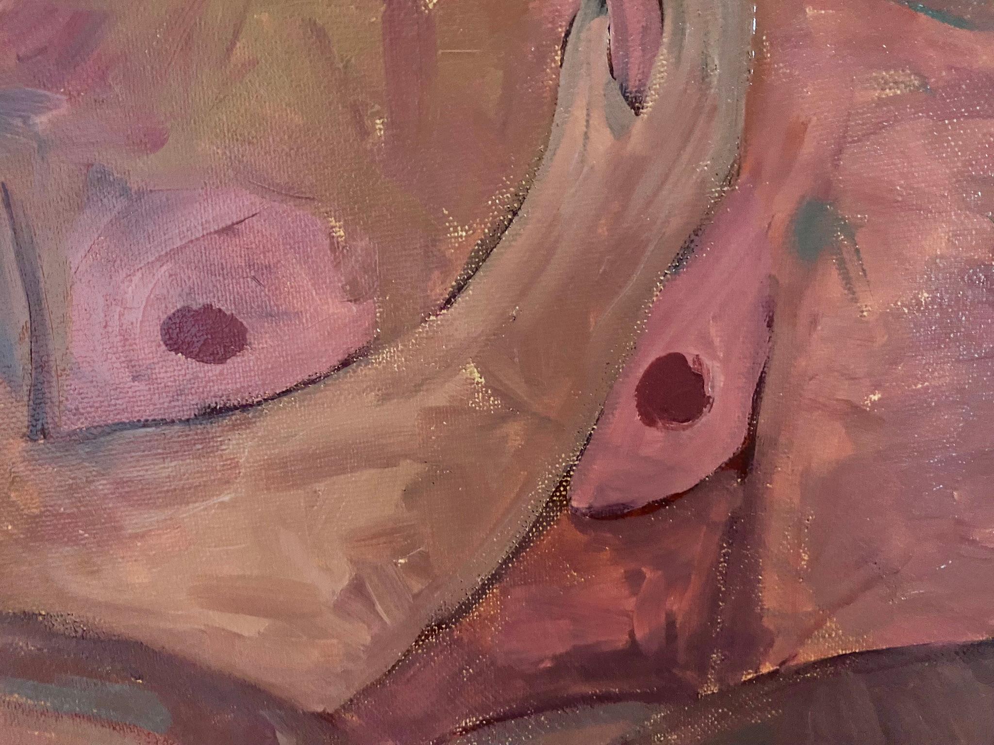Meditation in the Heart of Nature - Brown Interior Painting by Dasha Pogodina