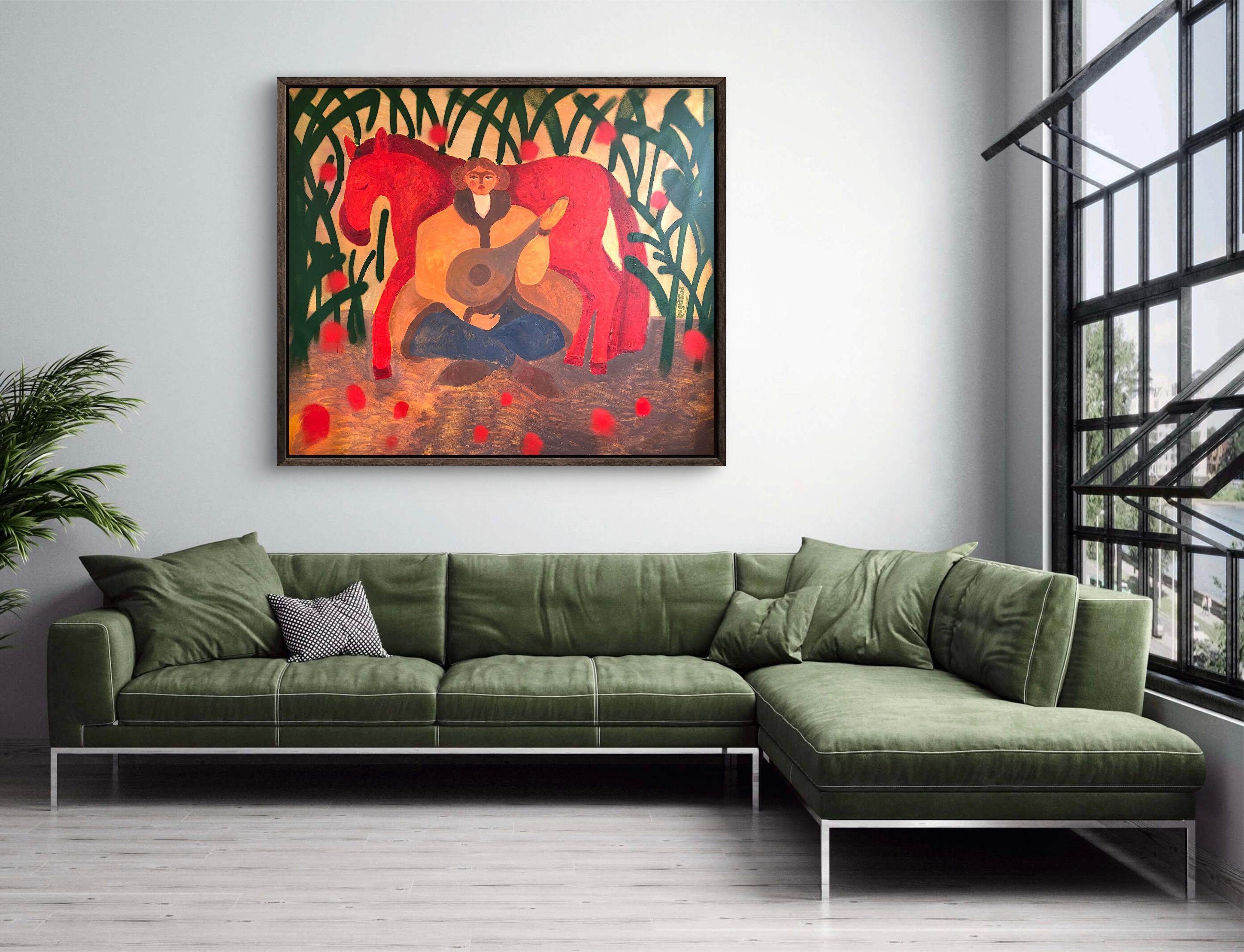 La mia primavera suona anche in questa oscurità - Interior Painting Rosa di Dasha Pogodina