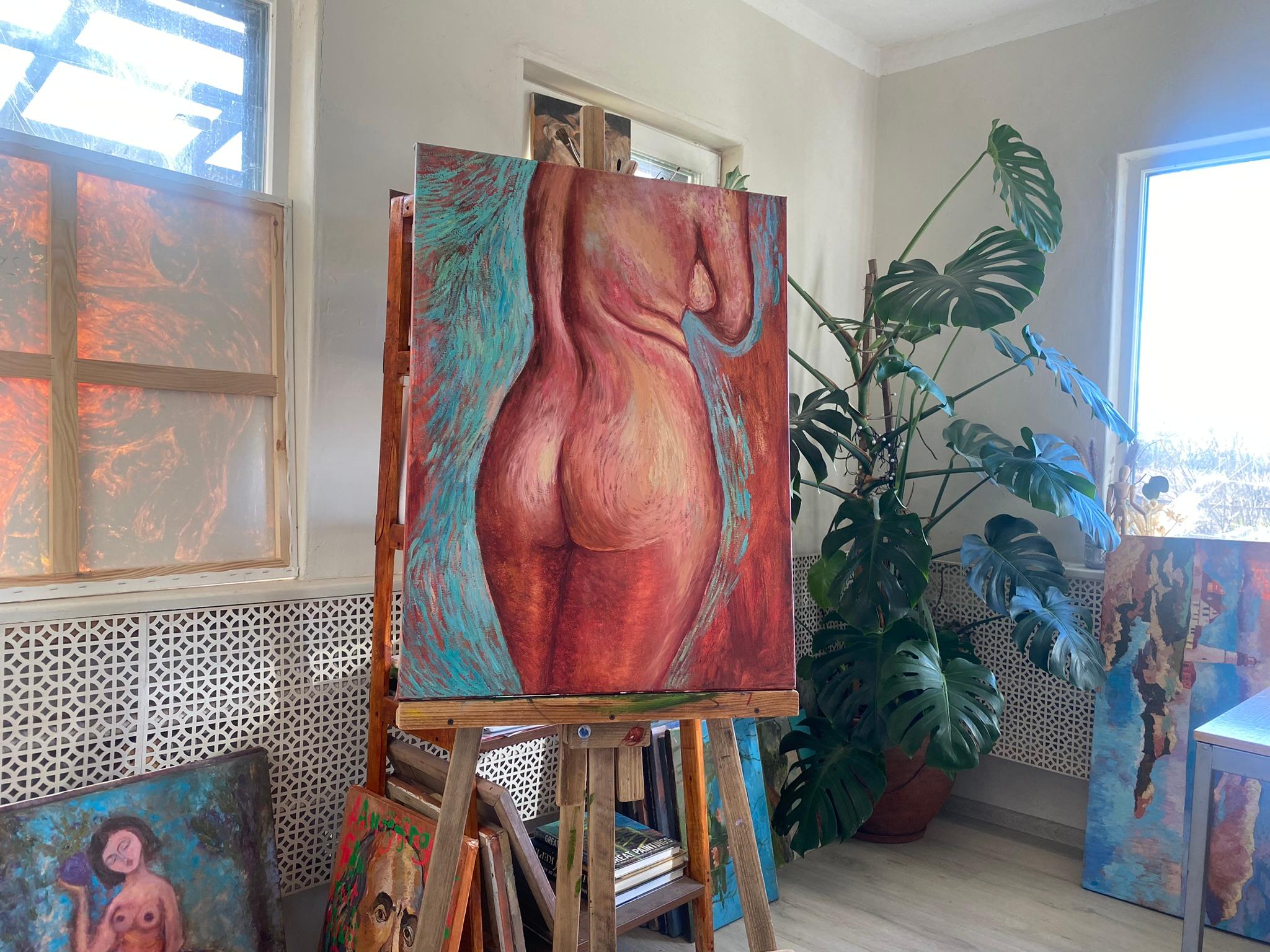 Nude Woman Painting, Modern Art, canvas, oil - PLEASURE - 24x32in (80*60cm) For Sale 9