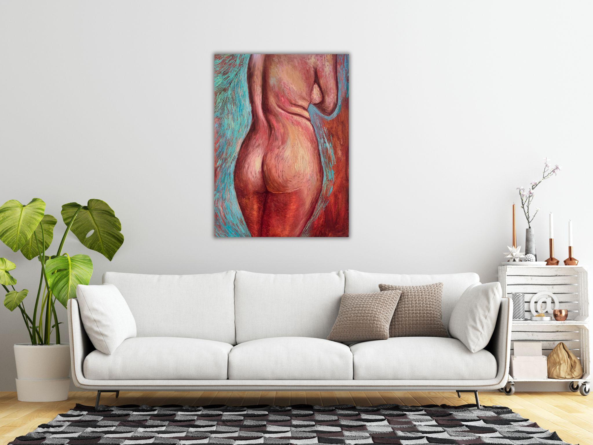 Nude Woman Painting, Modern Art, canvas, oil - PLEASURE - 24x32in (80*60cm) For Sale 12