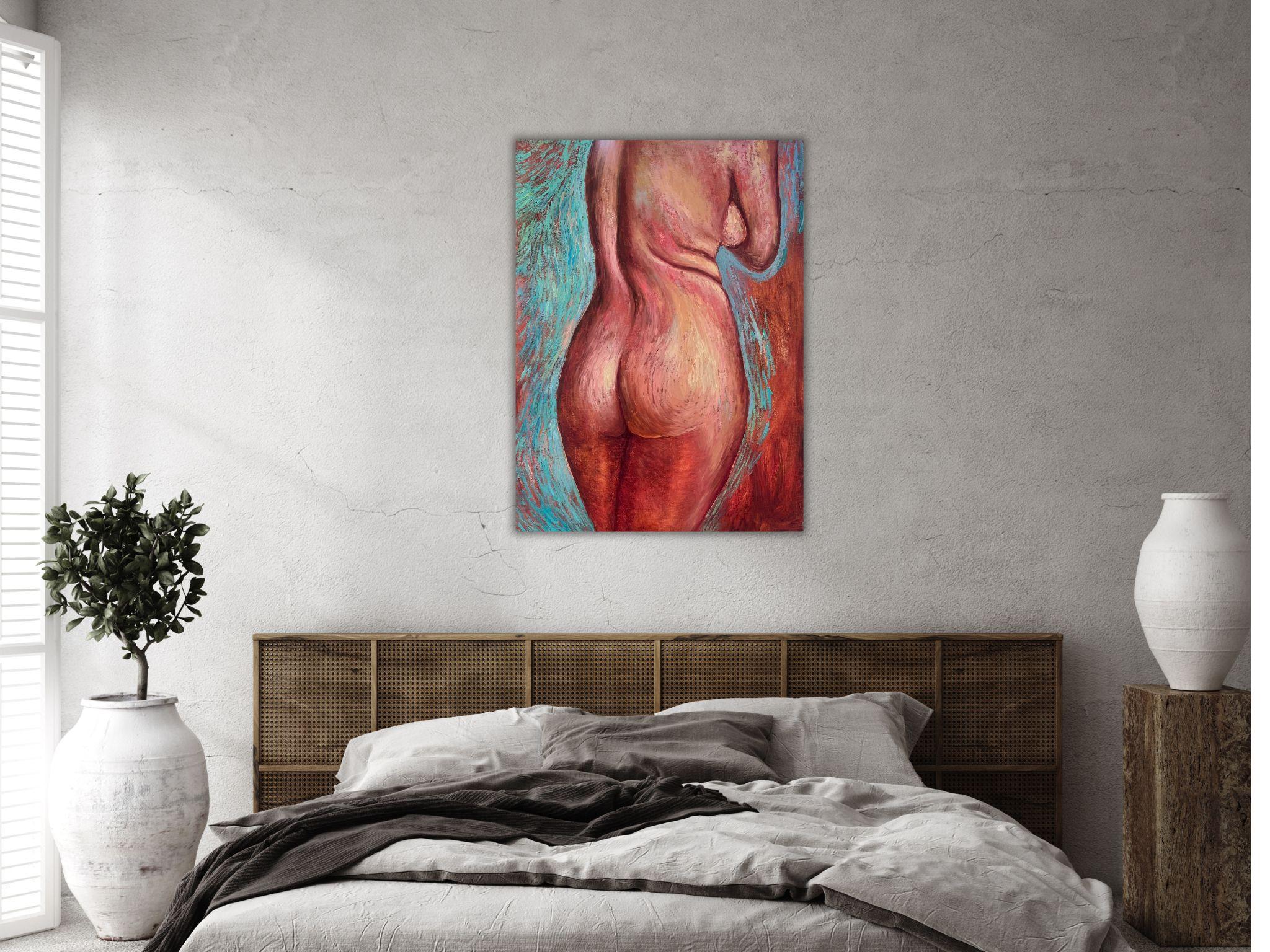 Nude Woman Painting, Modern Art, canvas, oil - PLEASURE - 24x32in (80*60cm) For Sale 13