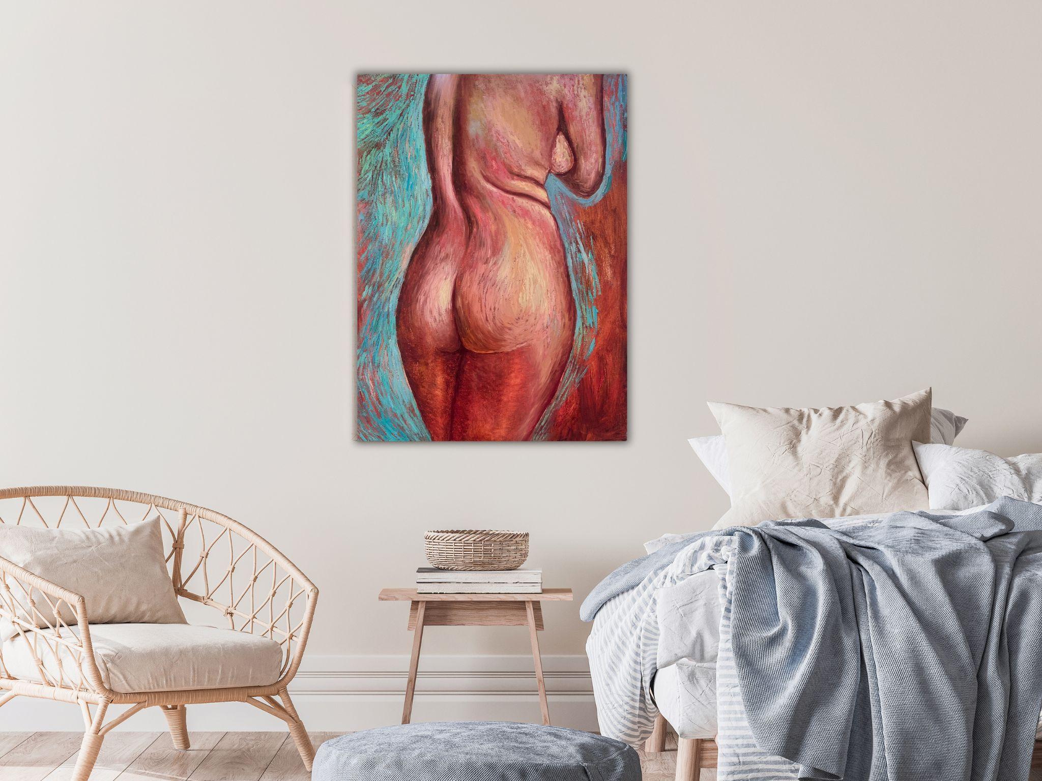 Nude Woman Painting, Modern Art, canvas, oil - PLEASURE - 24x32in (80*60cm) For Sale 14