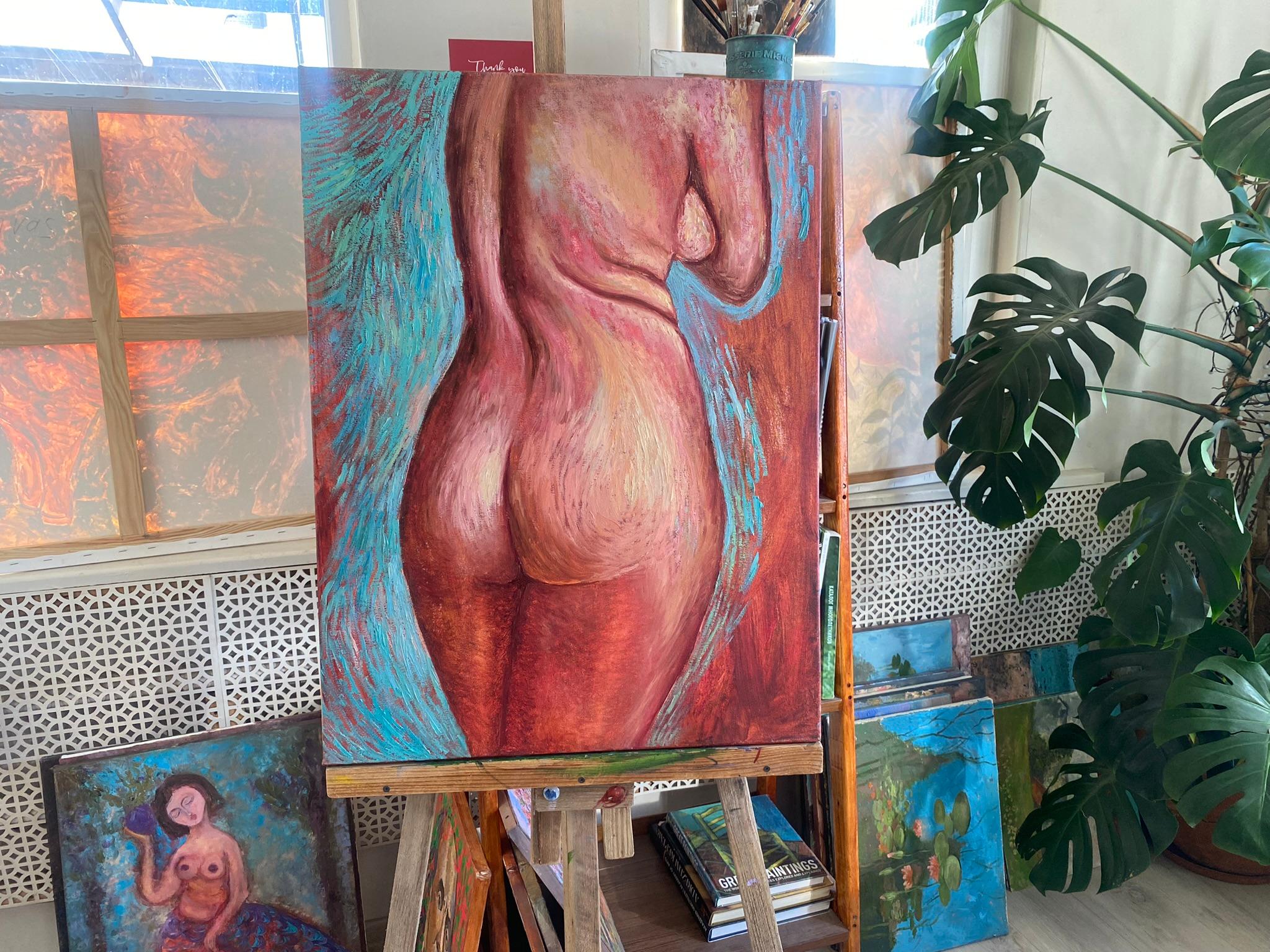 Nude Woman Painting, Modern Art, canvas, oil - PLEASURE - 24x32in (80*60cm) For Sale 1