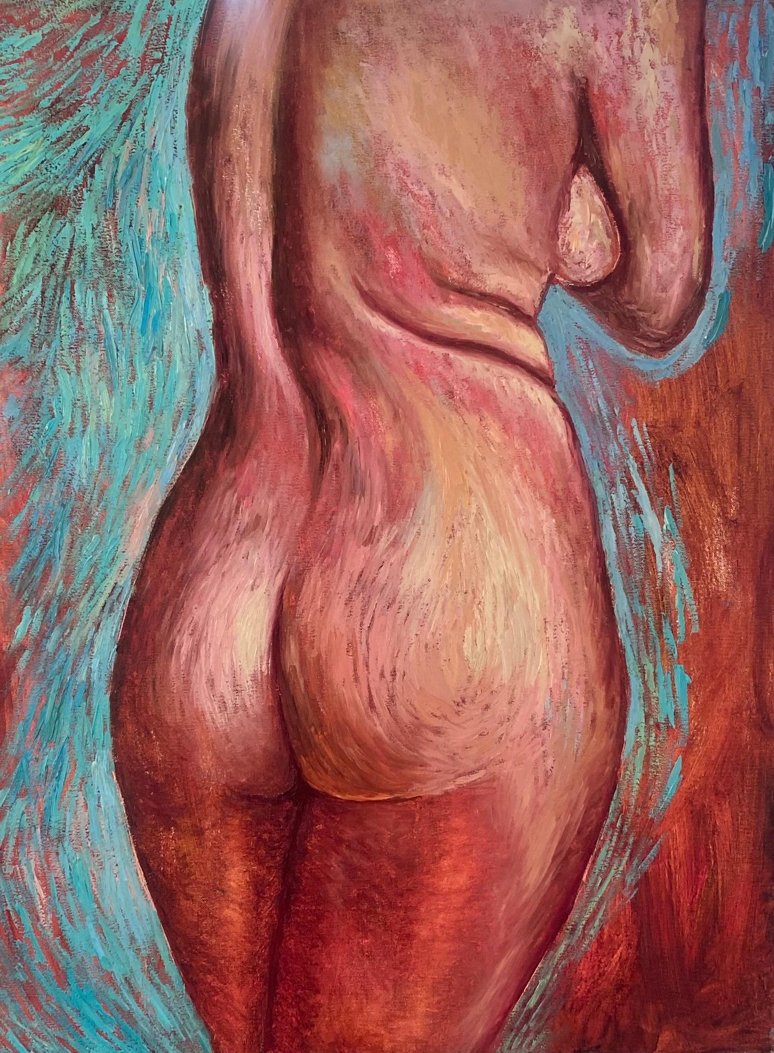 Peinture d'une femme nue, art moderne, toile, huile - PLEASURE - 24 x 32 pouces (80 x 60 cm)