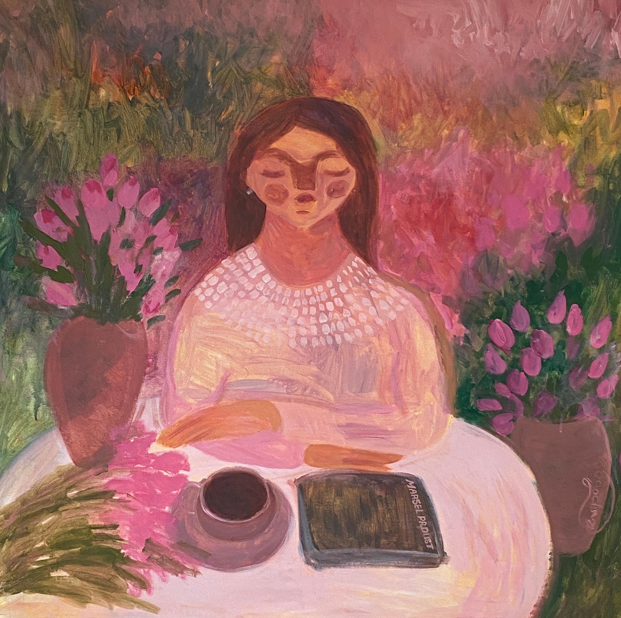 Dasha Pogodina Interior Painting - Reading in the garden