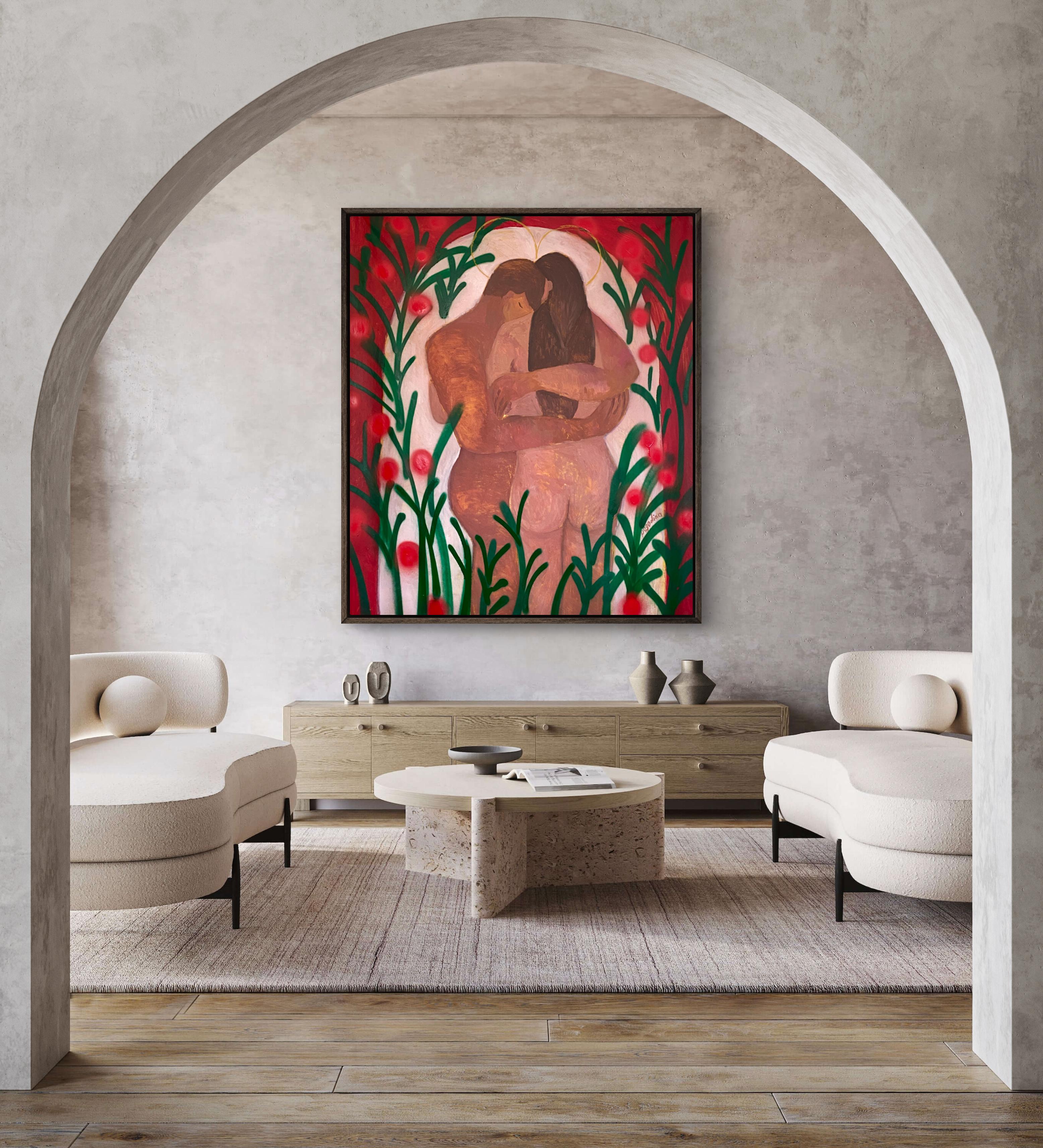 Renacimiento del amor - Figurative Painting Rosa de Dasha Pogodina