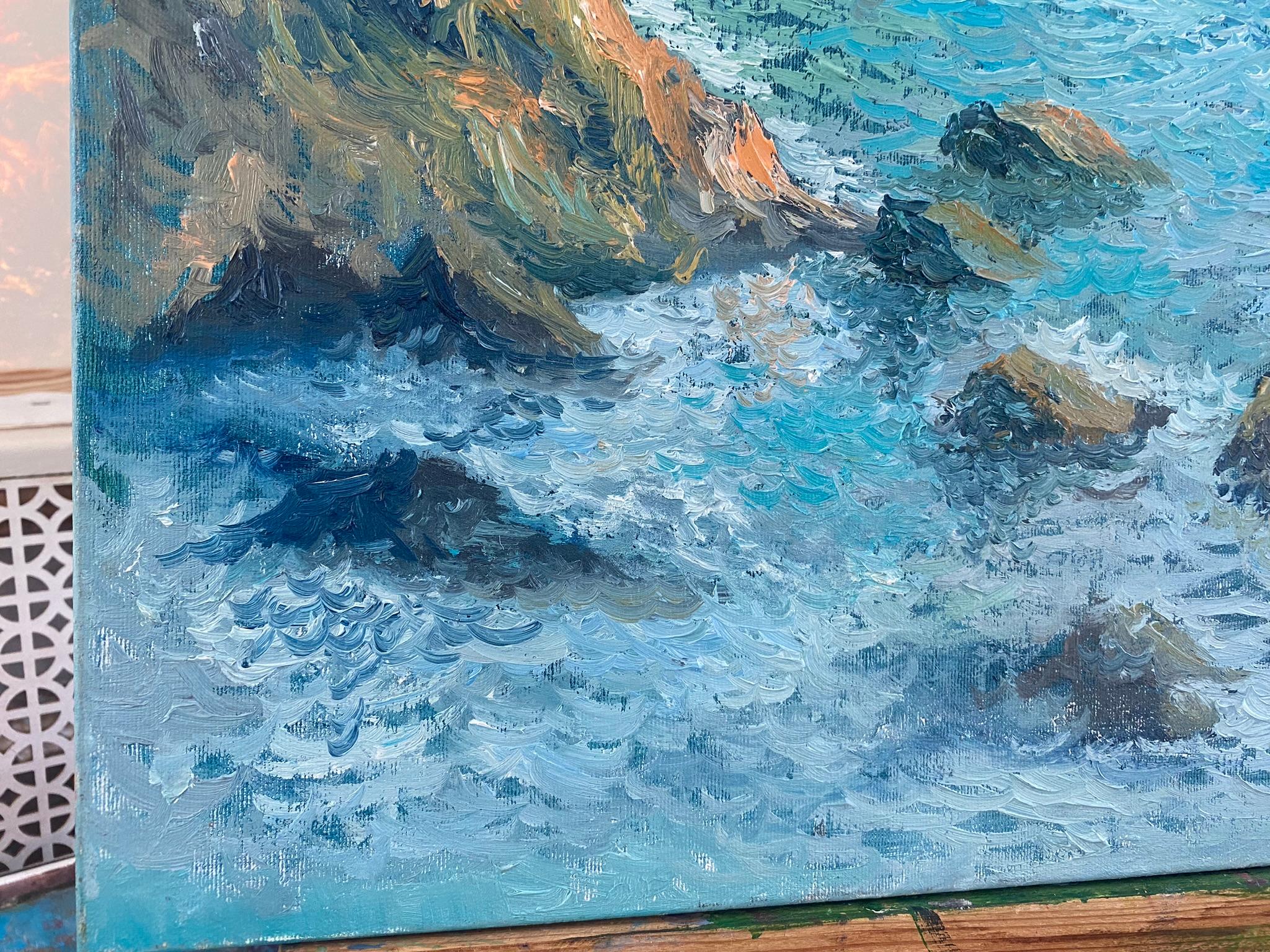 Seascape Landscape, Sea Painting - MONET CLIFF  For Sale 5