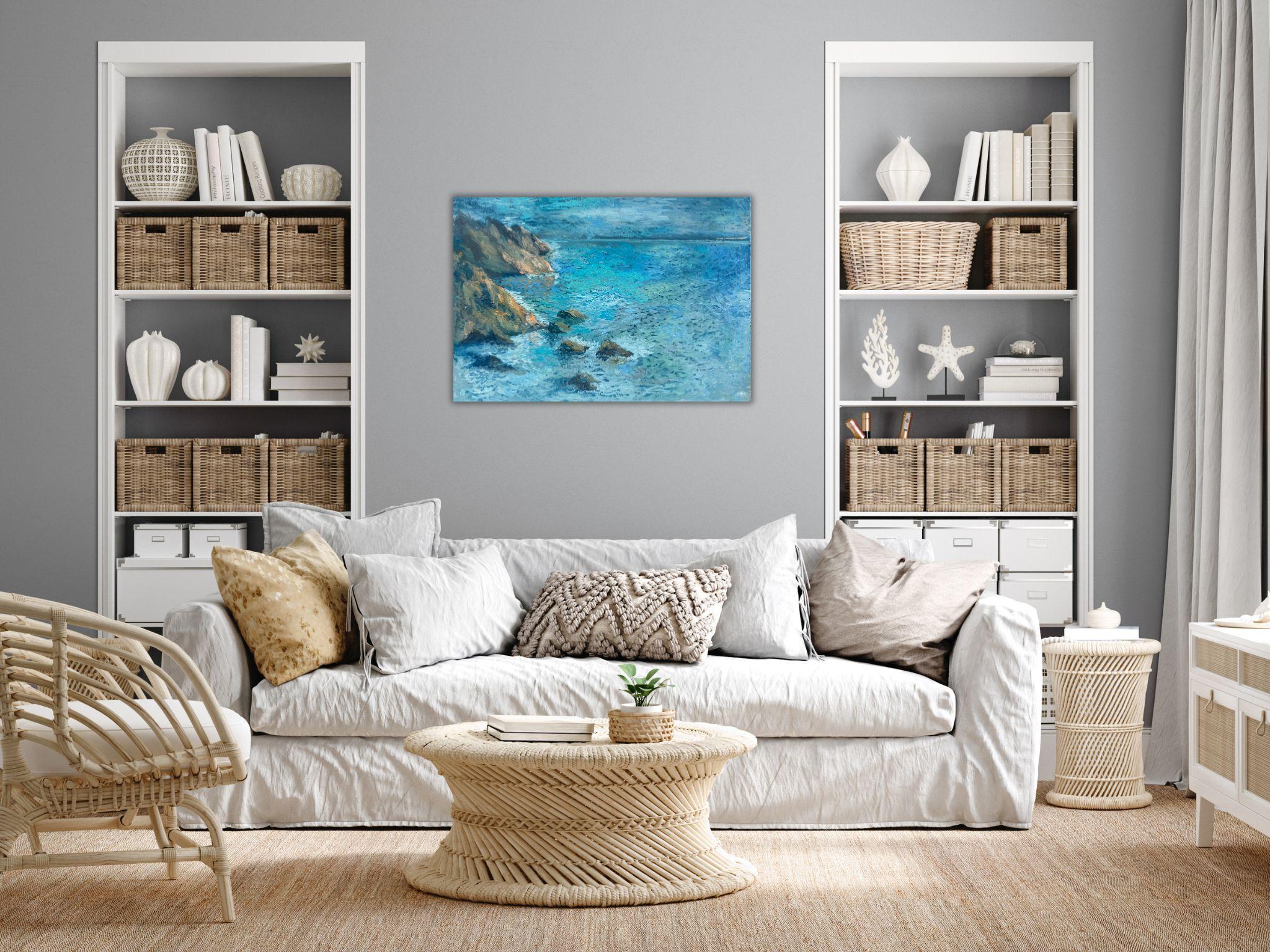 Seascape Landscape, Sea Painting - MONET CLIFF  For Sale 8