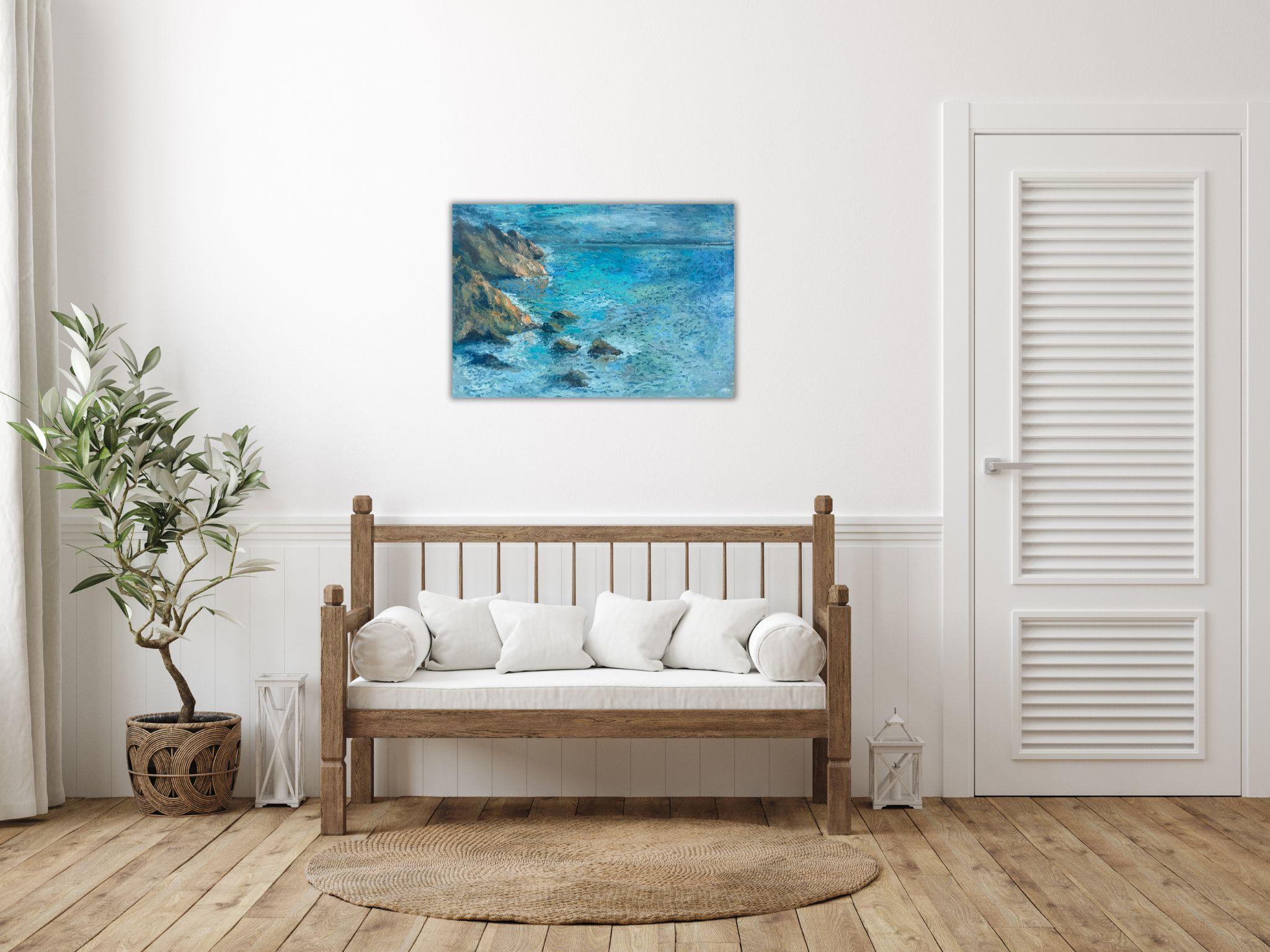 Seascape Landscape, Sea Painting - MONET CLIFF  For Sale 11