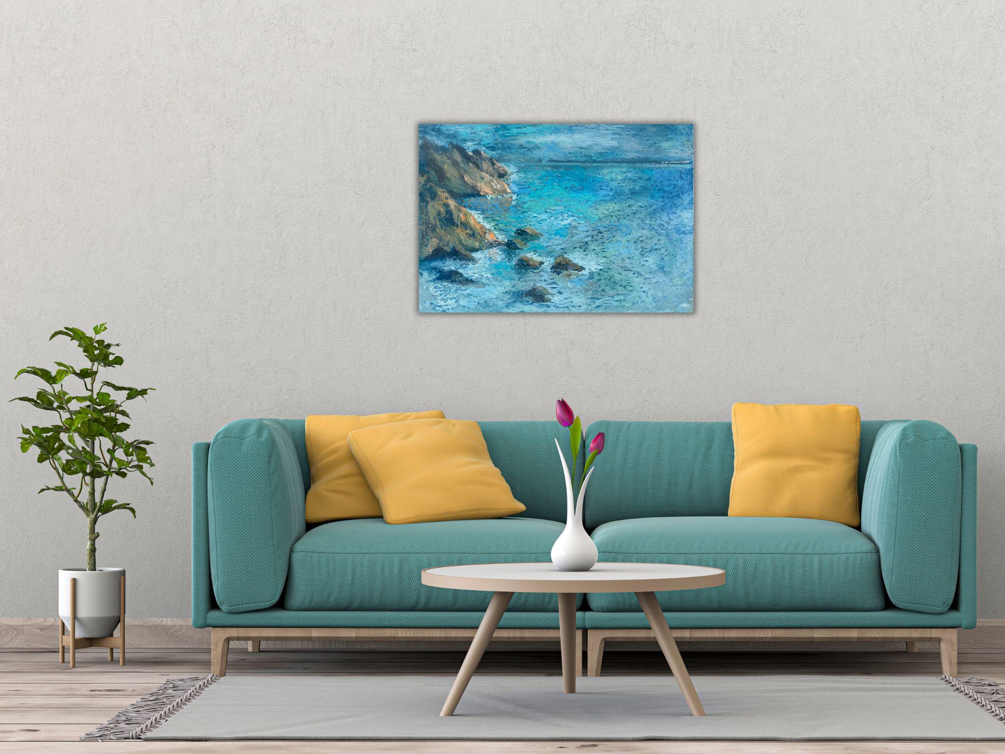 Seascape Landscape, Sea Painting - MONET CLIFF  For Sale 12