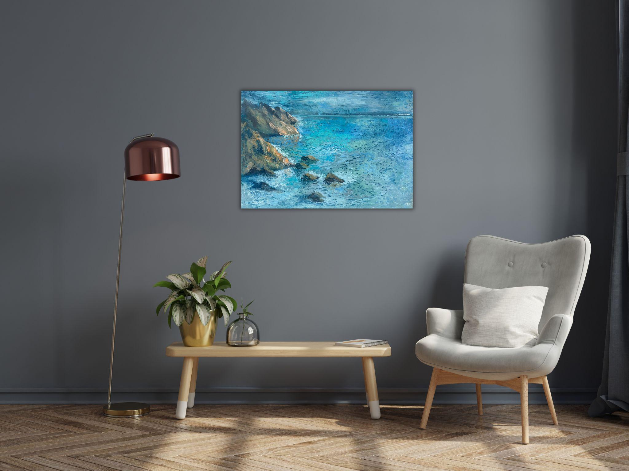 Seascape Landscape, Sea Painting - MONET CLIFF  For Sale 13