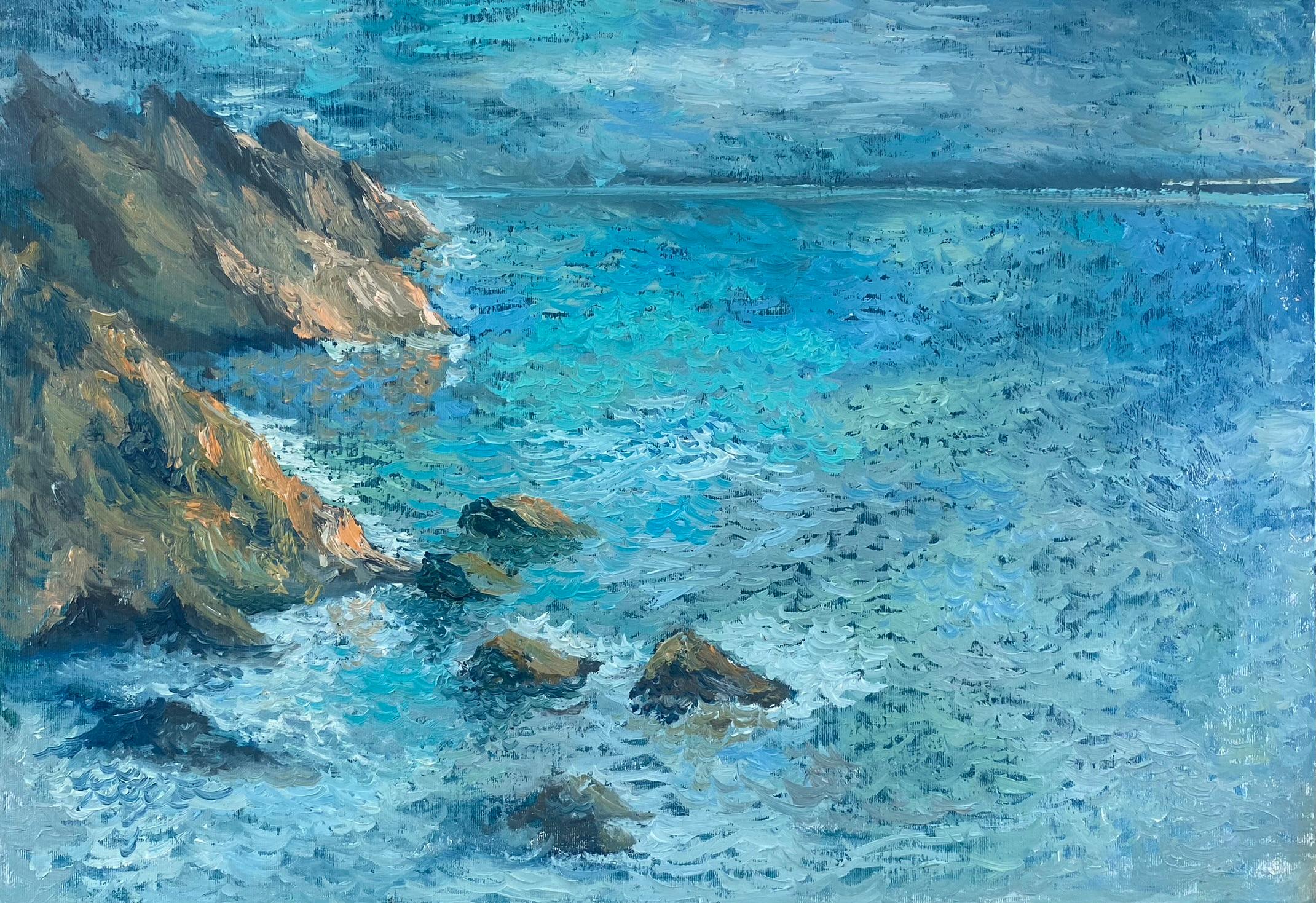 Dasha Pogodina Landscape Painting - Seascape Landscape, Sea Painting - MONET CLIFF 