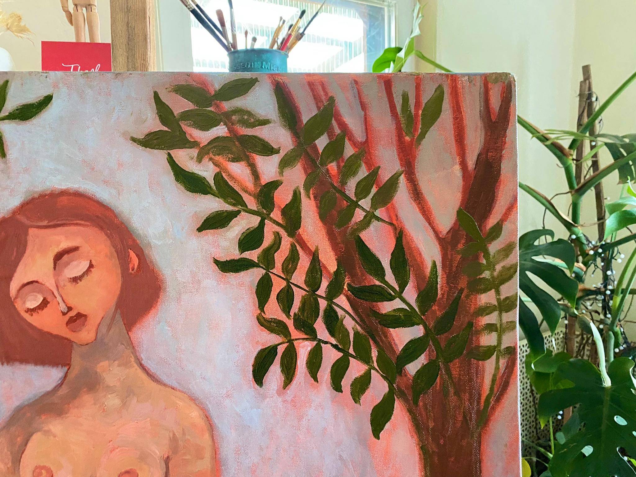 Sirens Art Modern Woman Nude, Bird Woman, canvas, oil  - Garden guards  3