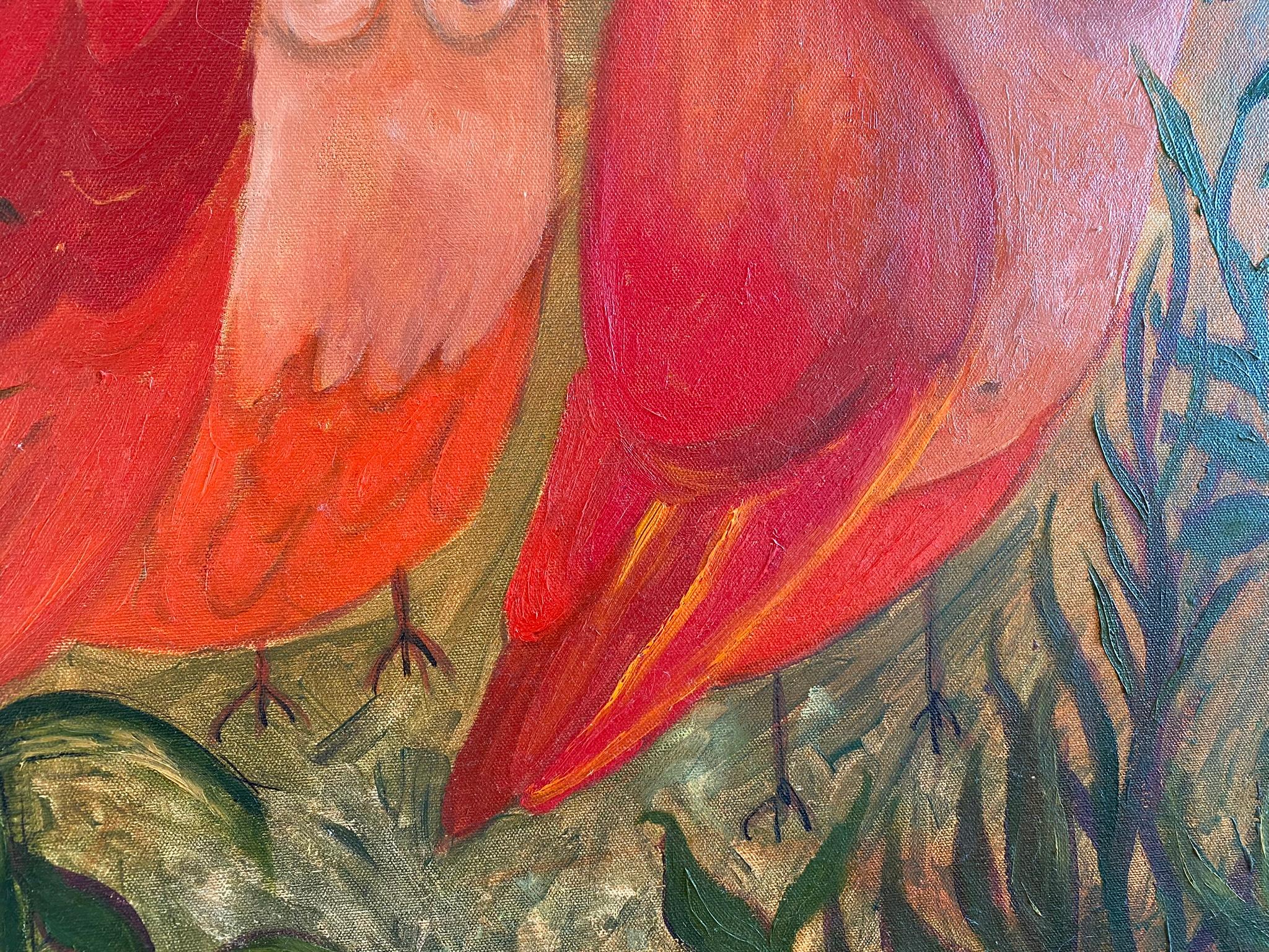 Sirens Art Modern Woman Nude, Bird Woman, canvas, oil  - Garden guards 90x75 cm For Sale 2