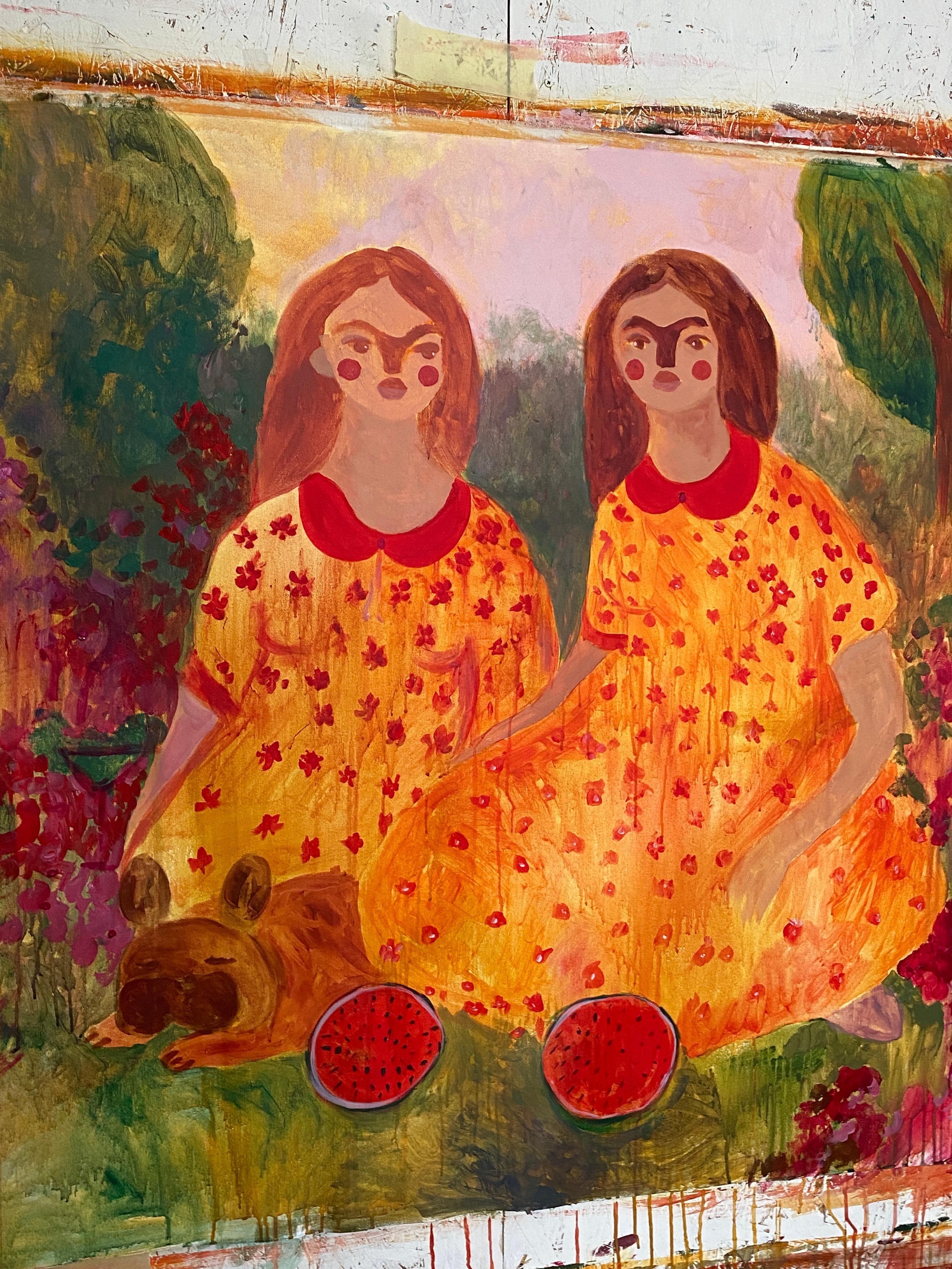 Sisters at a Picnic in the Garden For Sale 7