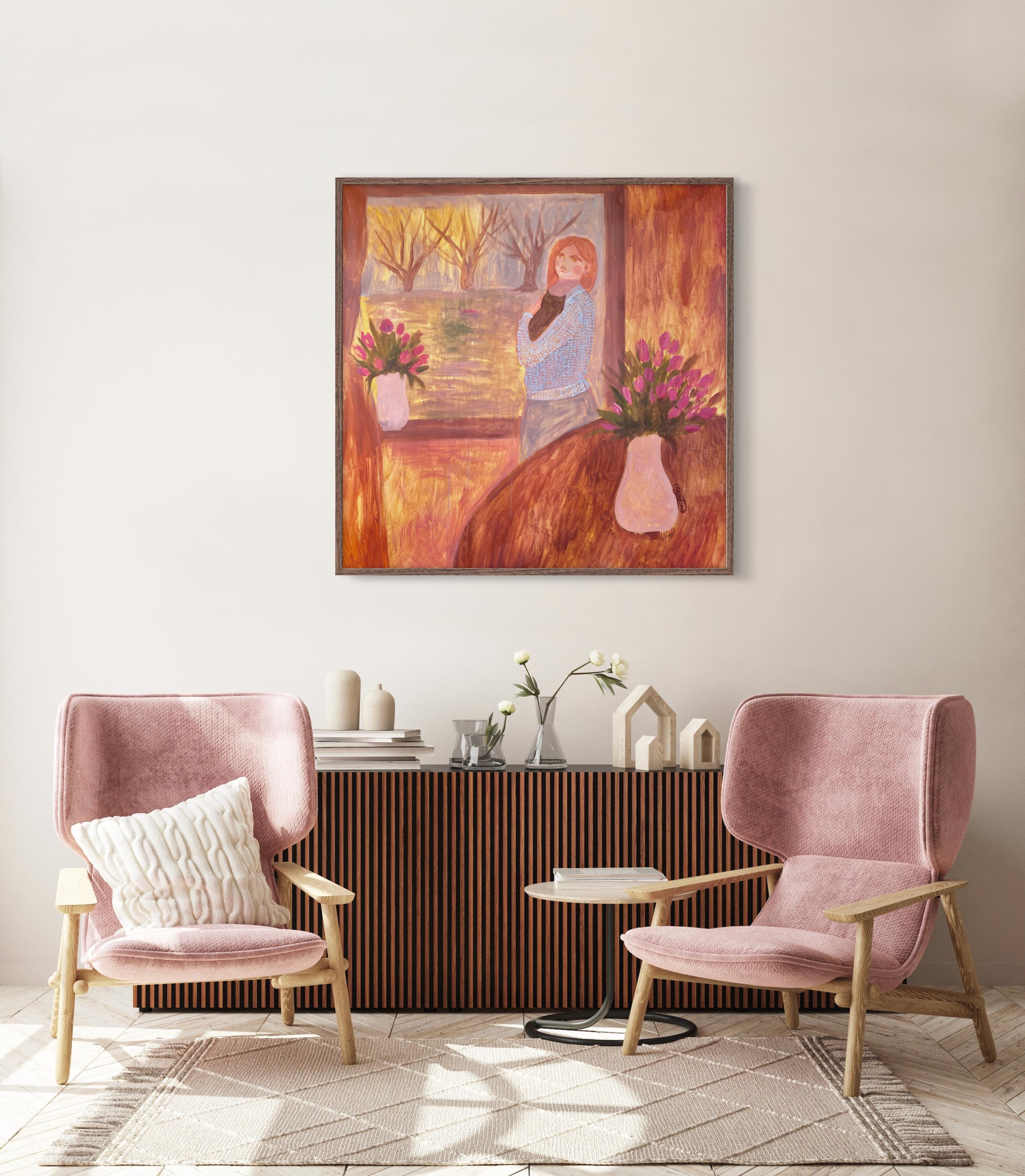 La primavera porta speranza - Figurative Painting Arancia di Dasha Pogodina