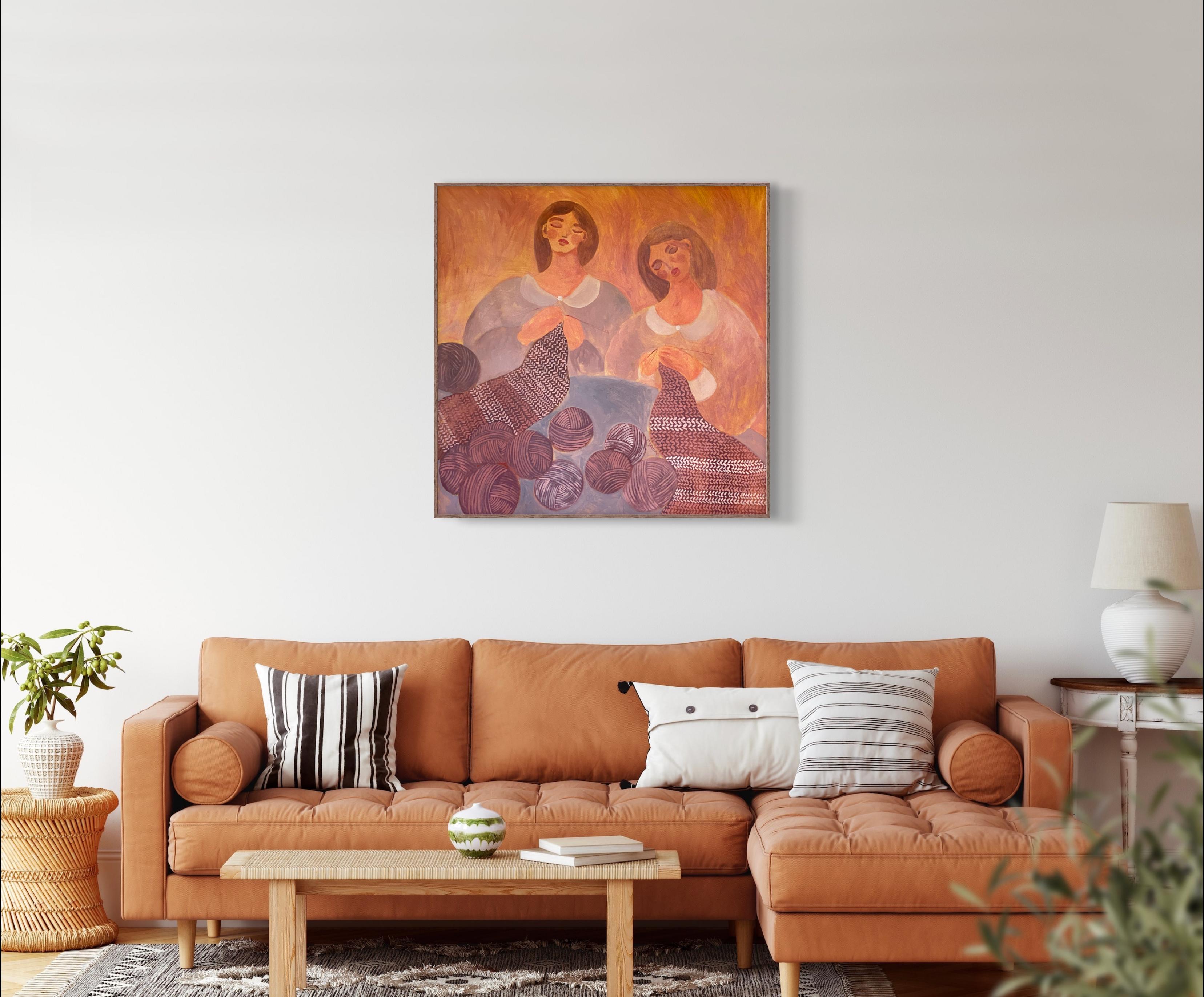 Hilos de almas gemelas - Interior Painting Rosa de Dasha Pogodina