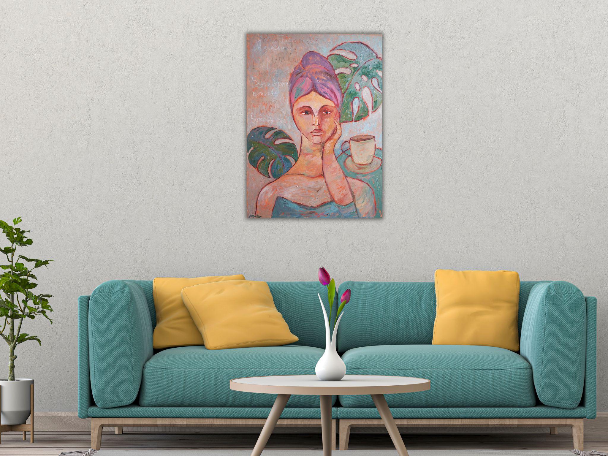 To be at home and drink coffee by Ukranian Artist Dasha Pogodina For Sale 13