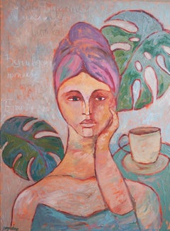 To be at home and drink coffee by Ukranian Artist Dasha Pogodina