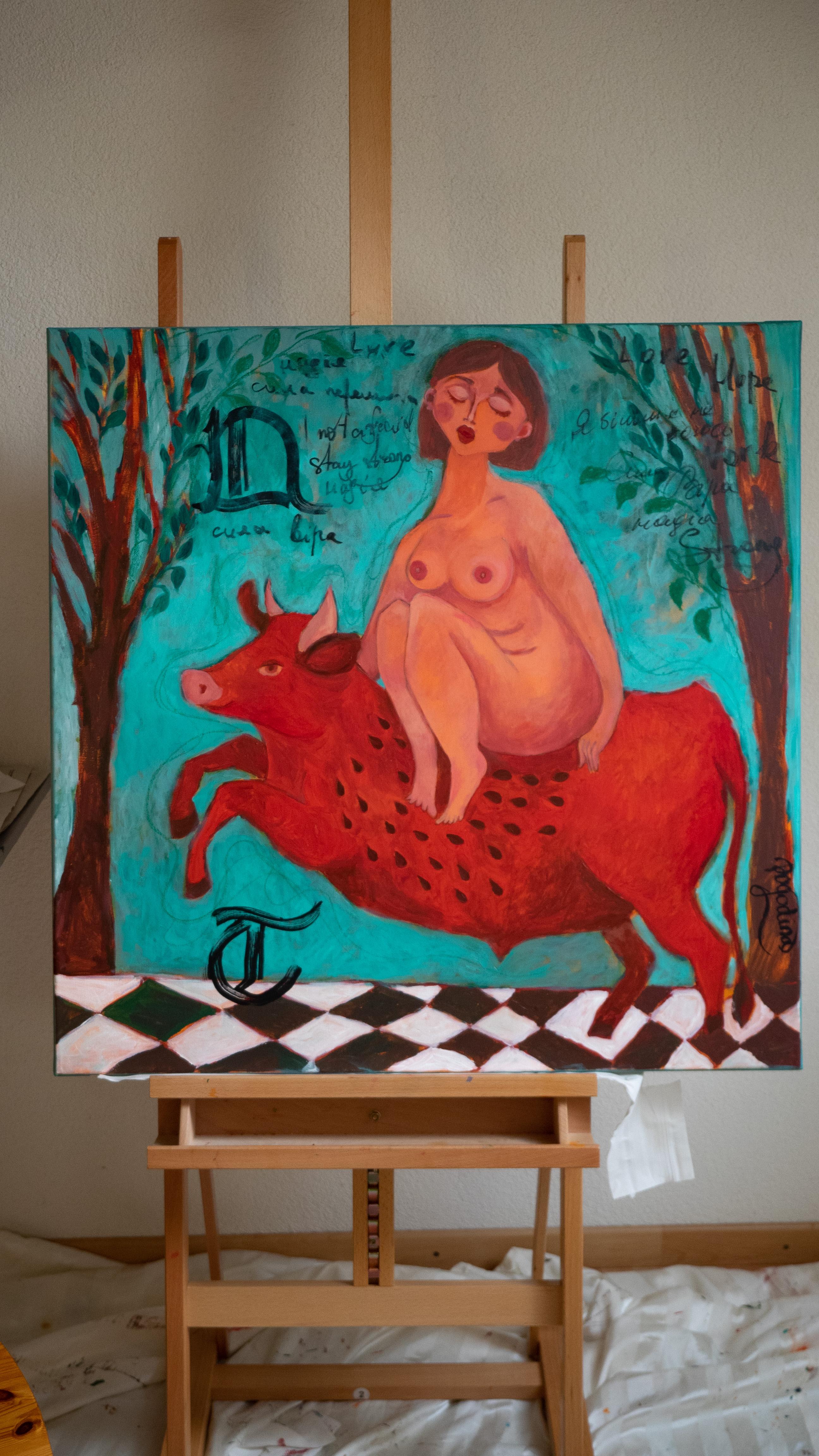 Vers le vrai moi - Noir Figurative Painting par Dasha Pogodina