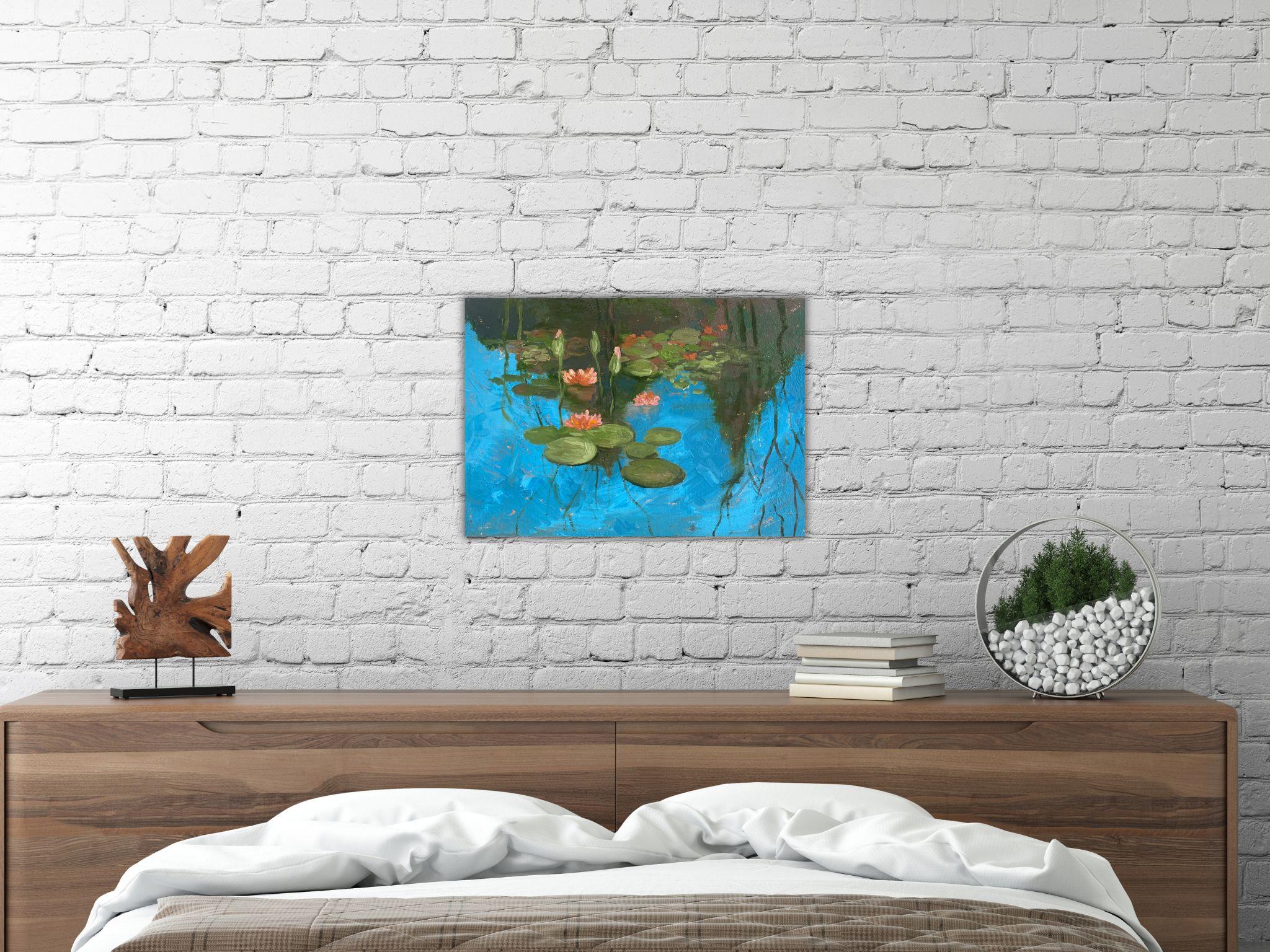 Tranquil Pond Symphony - Impressionist Painting by Dasha Pogodina