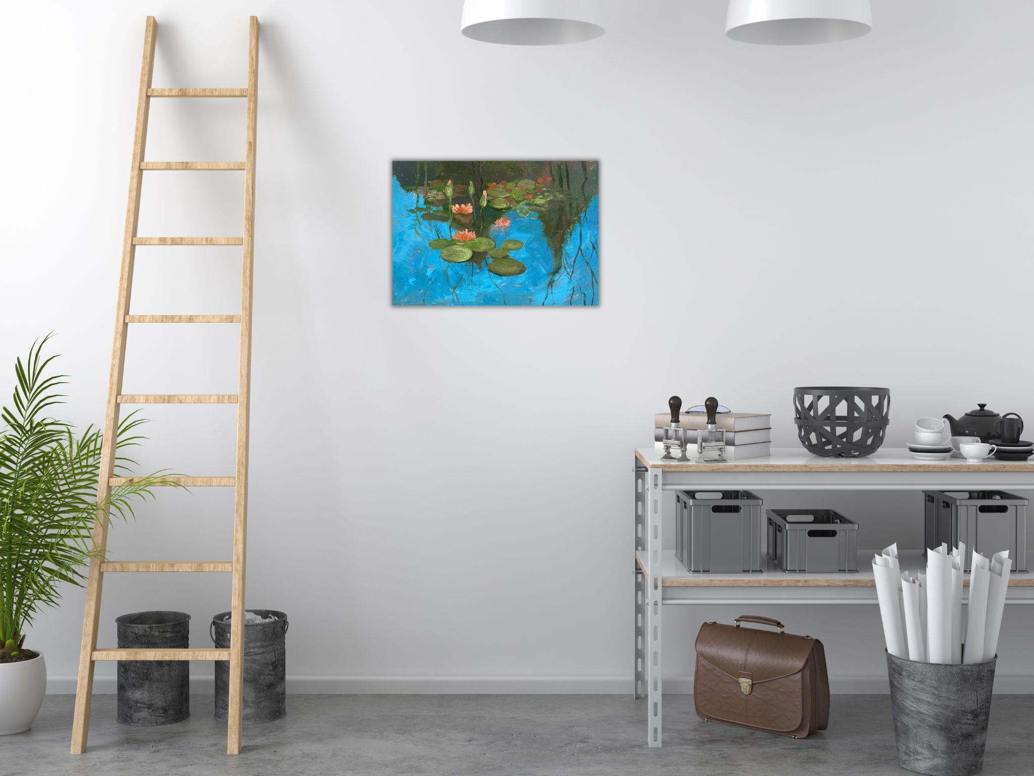 Tranquil-Teich-Symphonie (Grau), Interior Painting, von Dasha Pogodina
