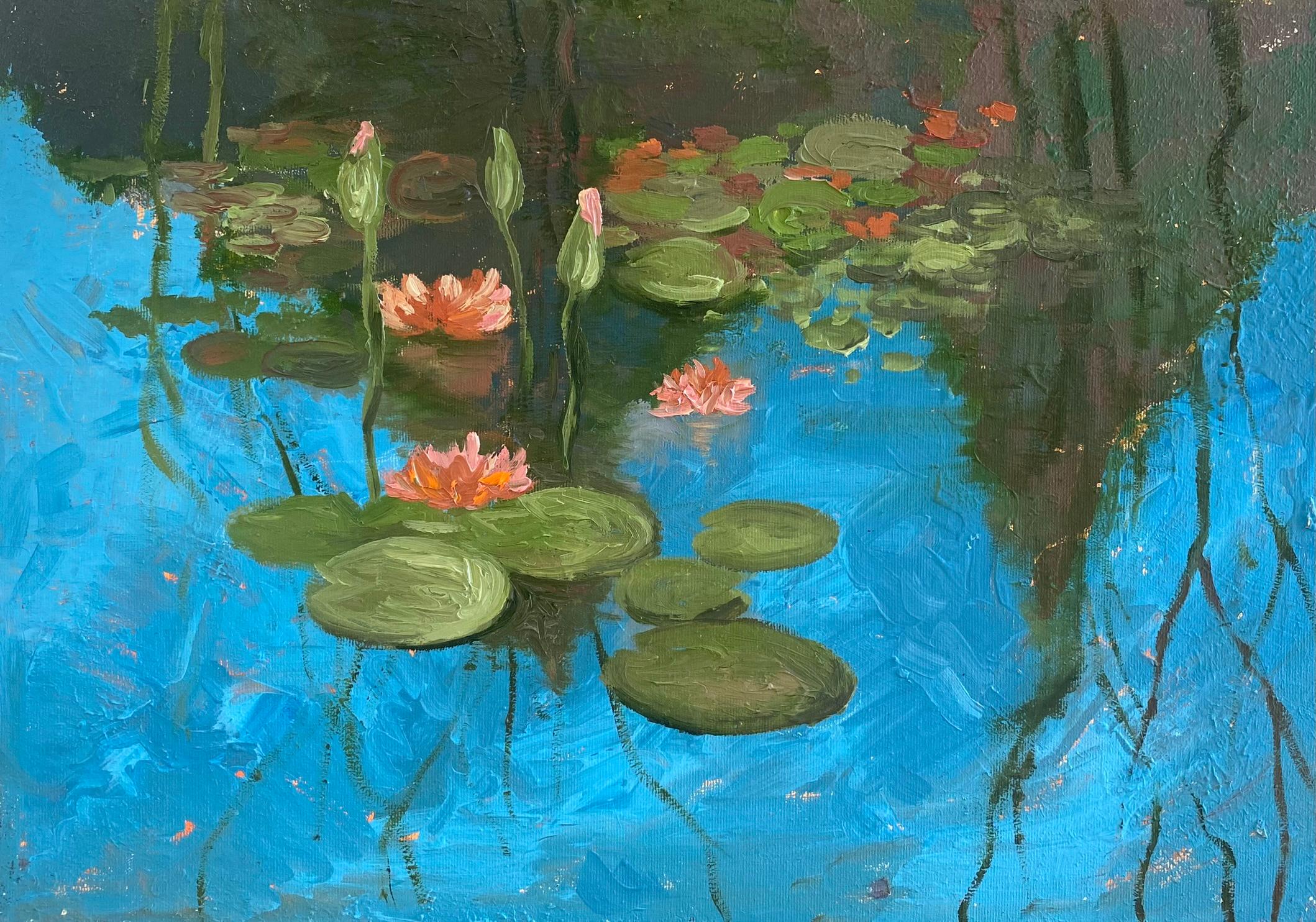 Dasha Pogodina Interior Painting - Tranquil Pond Symphony