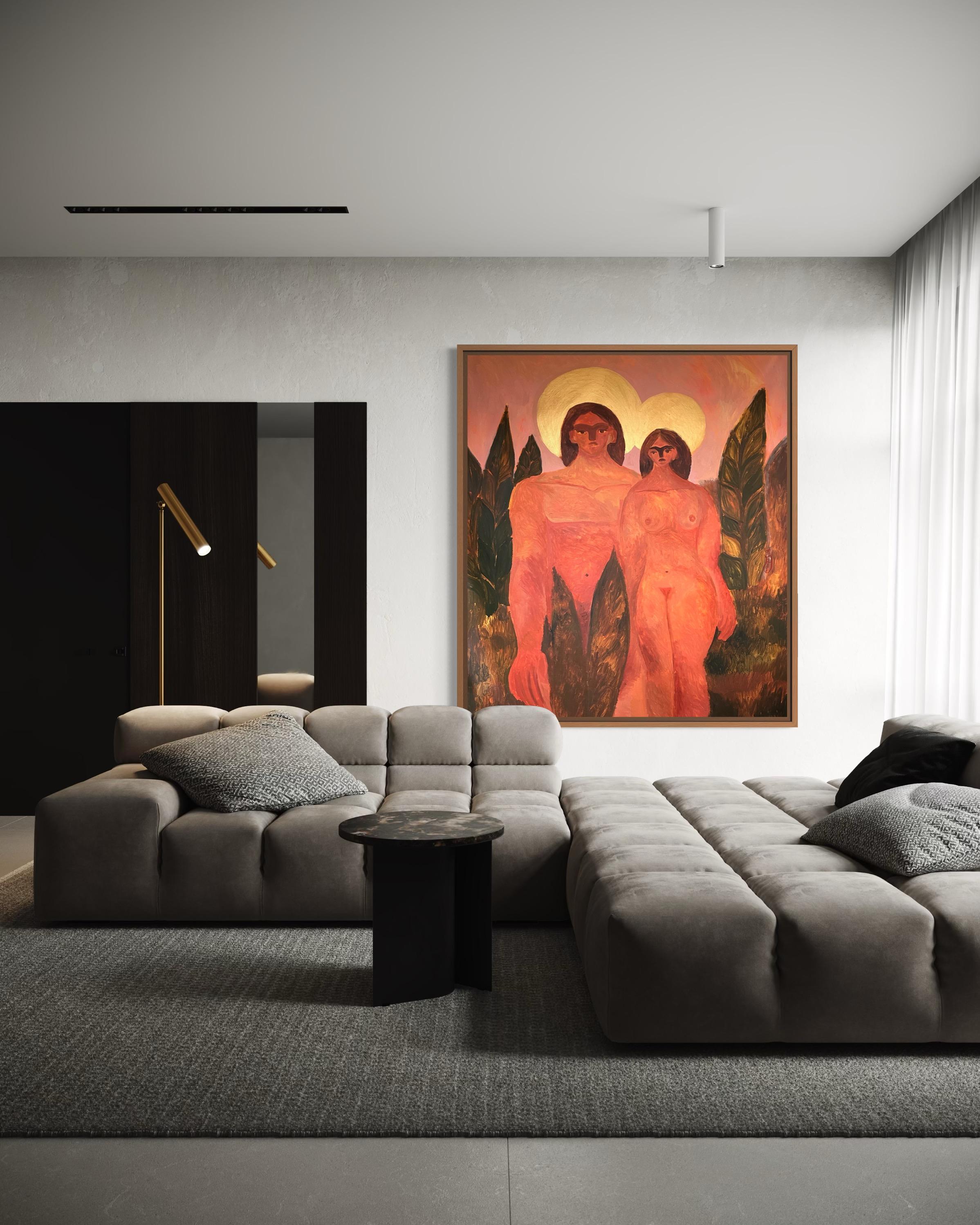 Unheilige irdische Menschen (Orange), Interior Painting, von Dasha Pogodina