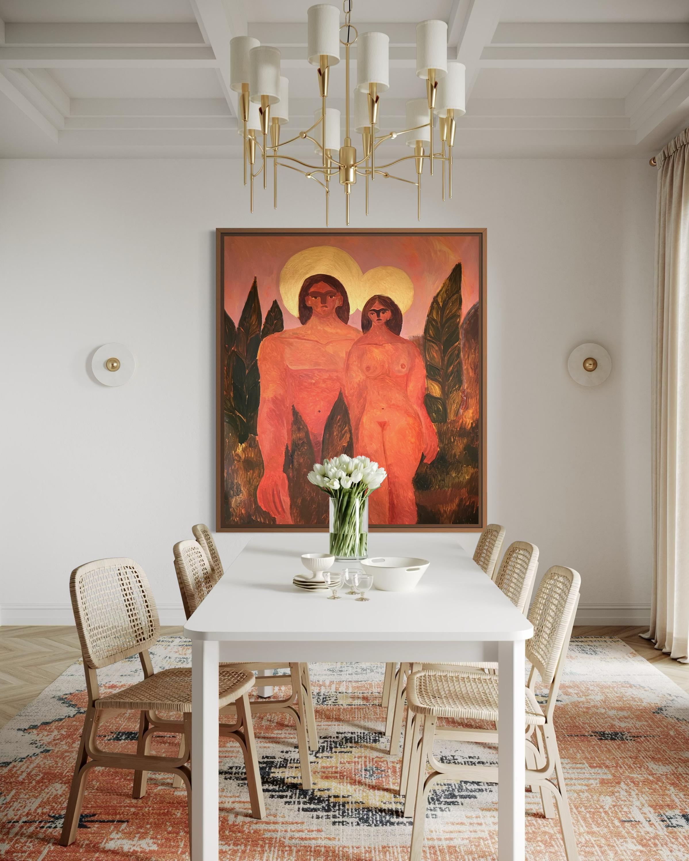 ÜBER DAS KUNSTWERK
Unheilige irdische Menschen
 aus der Reihe Perichoresis
In diesem Werk geht es um die Spannung zwischen dem Heiligen und dem Profanen, dem göttlichen Bild und dem menschlichen Zustand. Die Figuren verkörpern die Zweideutigkeit des