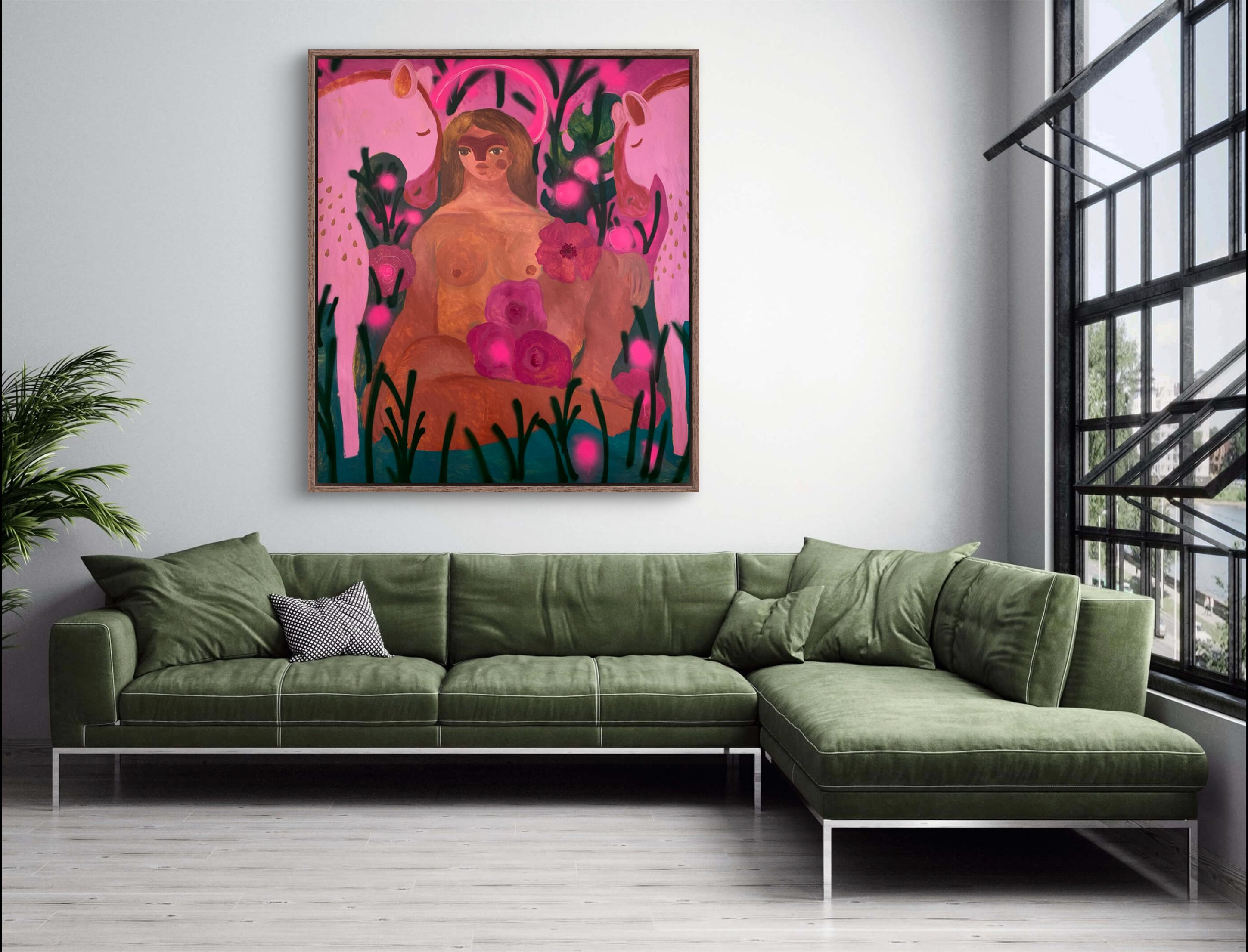 Vergine Maria nel roseto - Painting Impressionismo di Dasha Pogodina