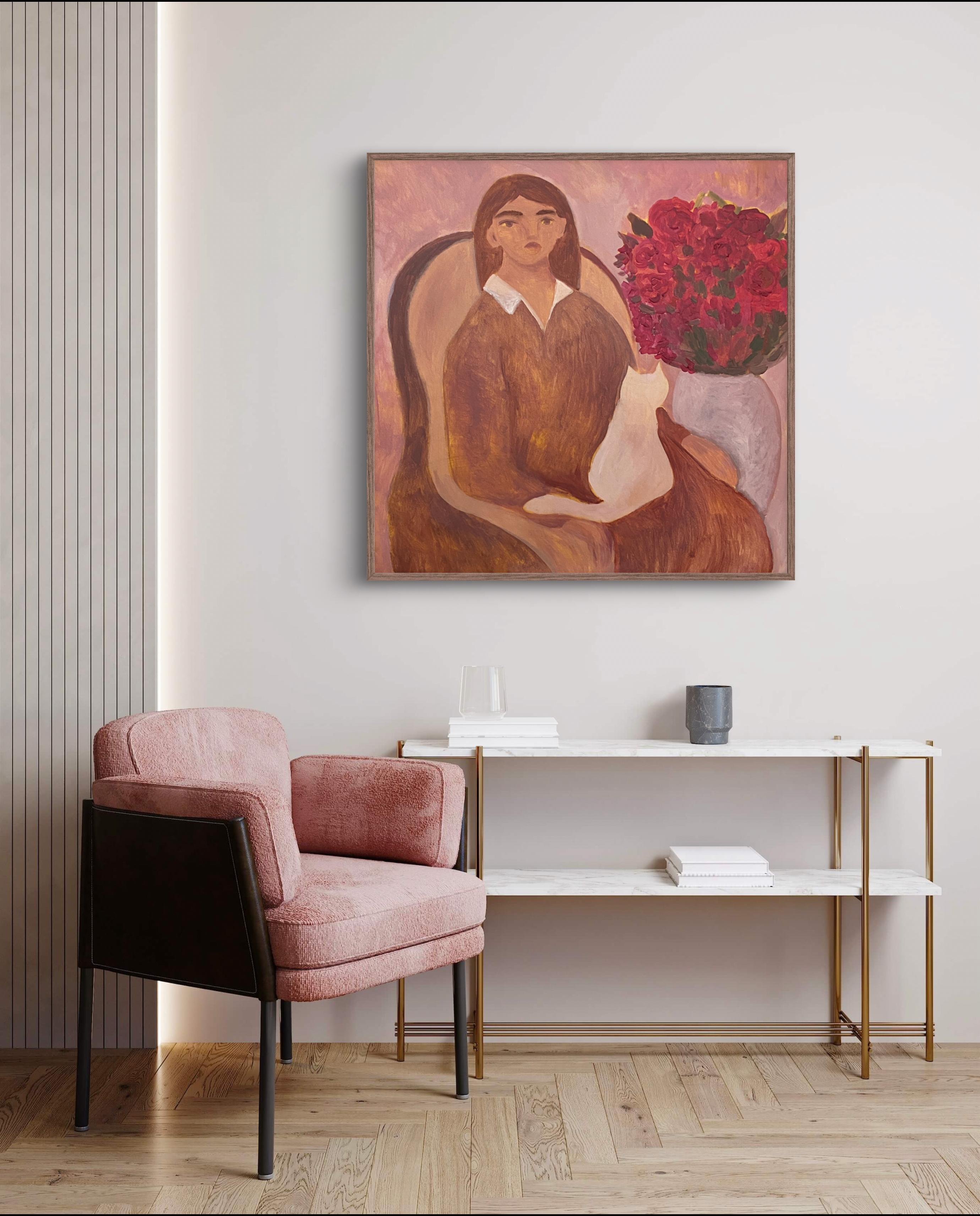 Weiße Katze – Painting von Dasha Pogodina