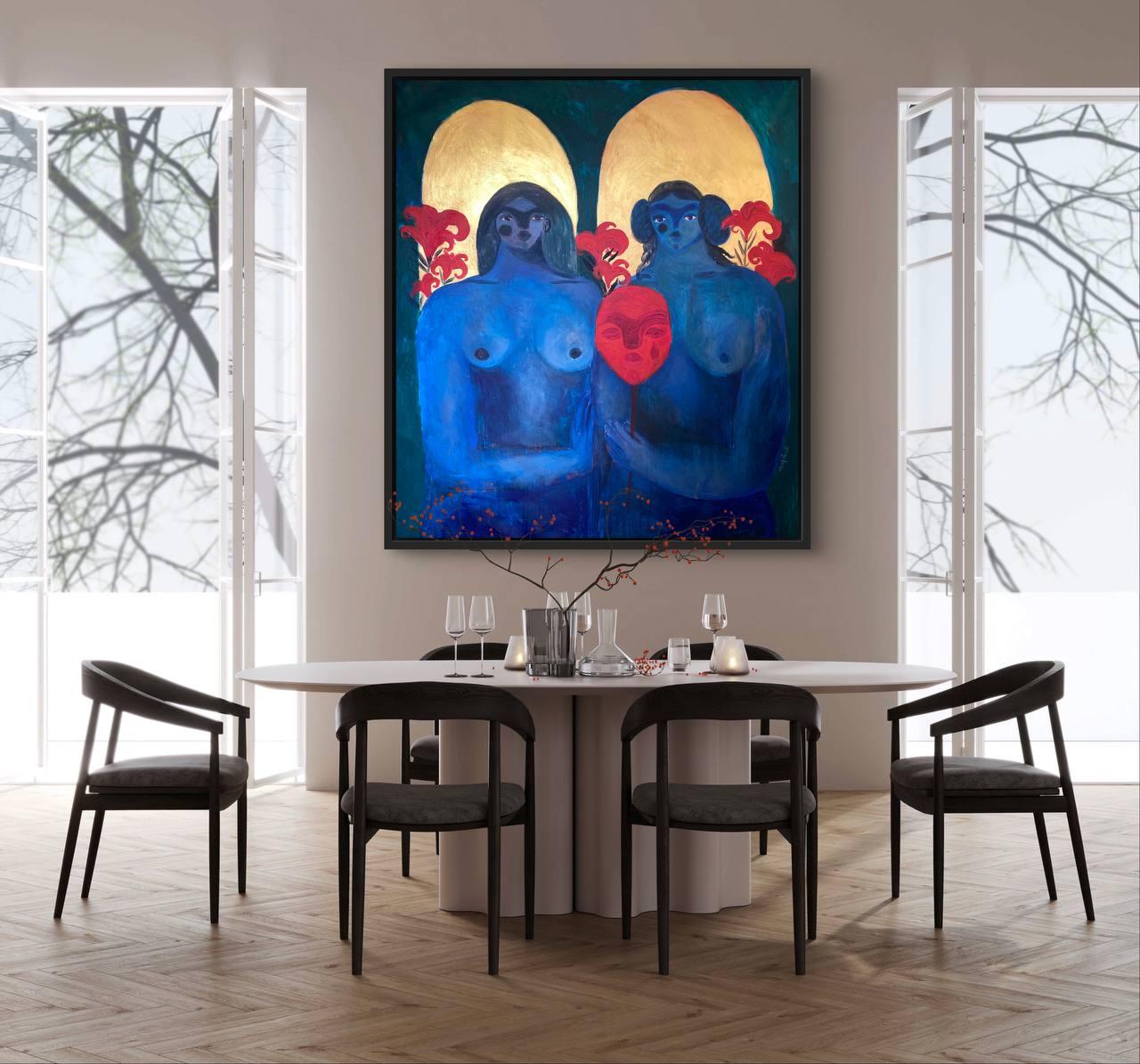 Wer wir wirklich sind? (Blau), Figurative Painting, von Dasha Pogodina