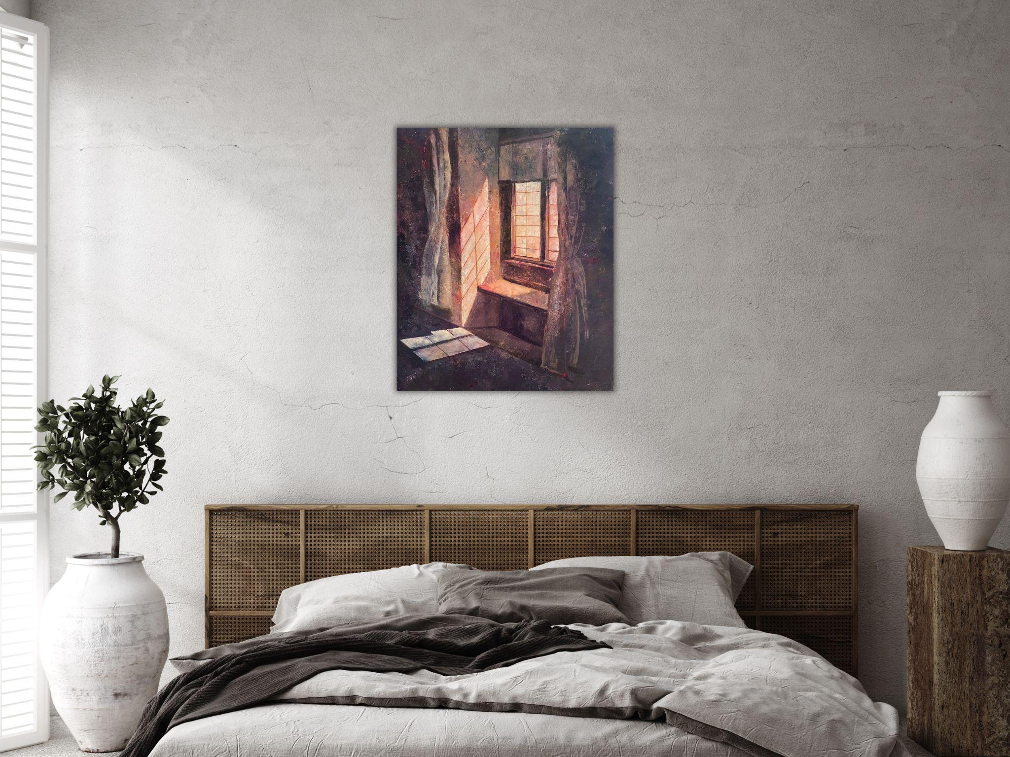 FENÊTRE SUR LE JARDIN SECRET, huile sur toile - 20*24in (50*60cm) en vente 13