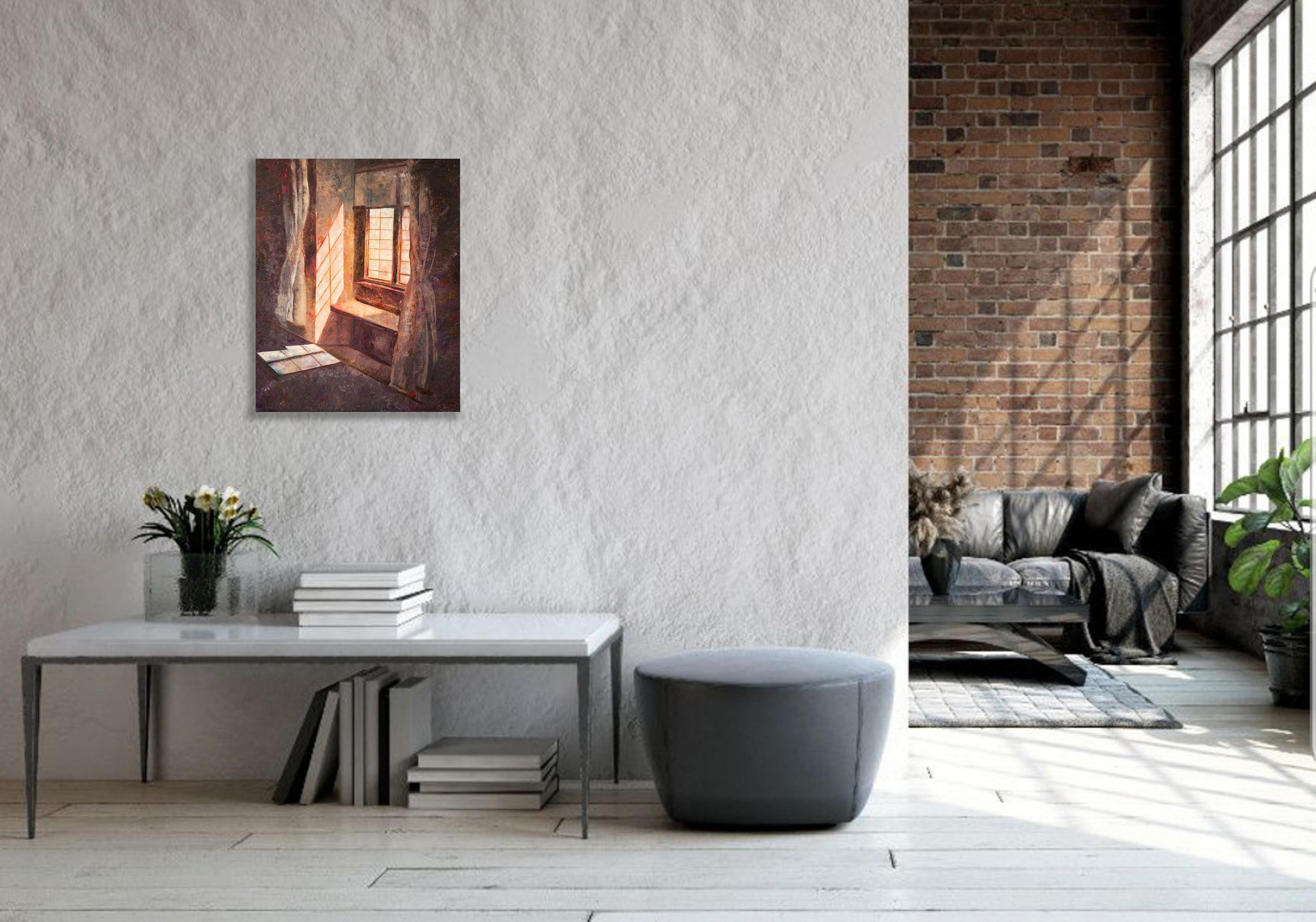 FENÊTRE SUR LE JARDIN SECRET, huile sur toile - 20*24in (50*60cm) - Impressionnisme Painting par Dasha Pogodina