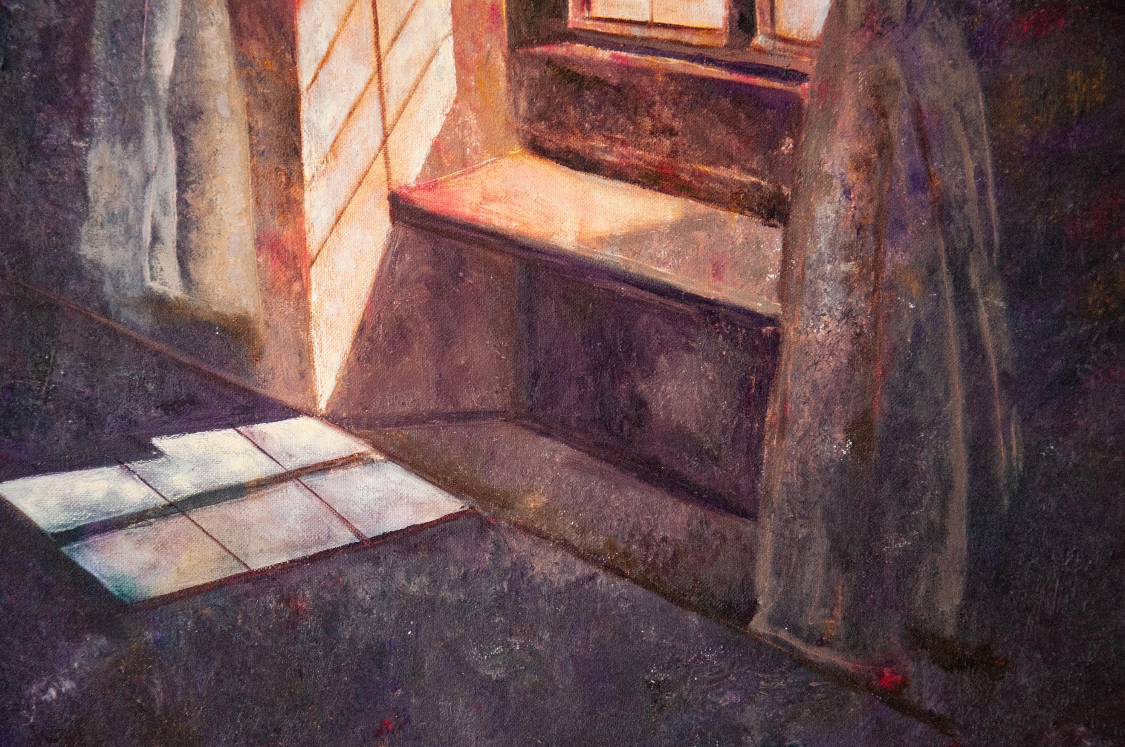 WINDOW TO THE SECRET GARDEN, oil on canvas - 20*24in (50*60cm) For Sale 2