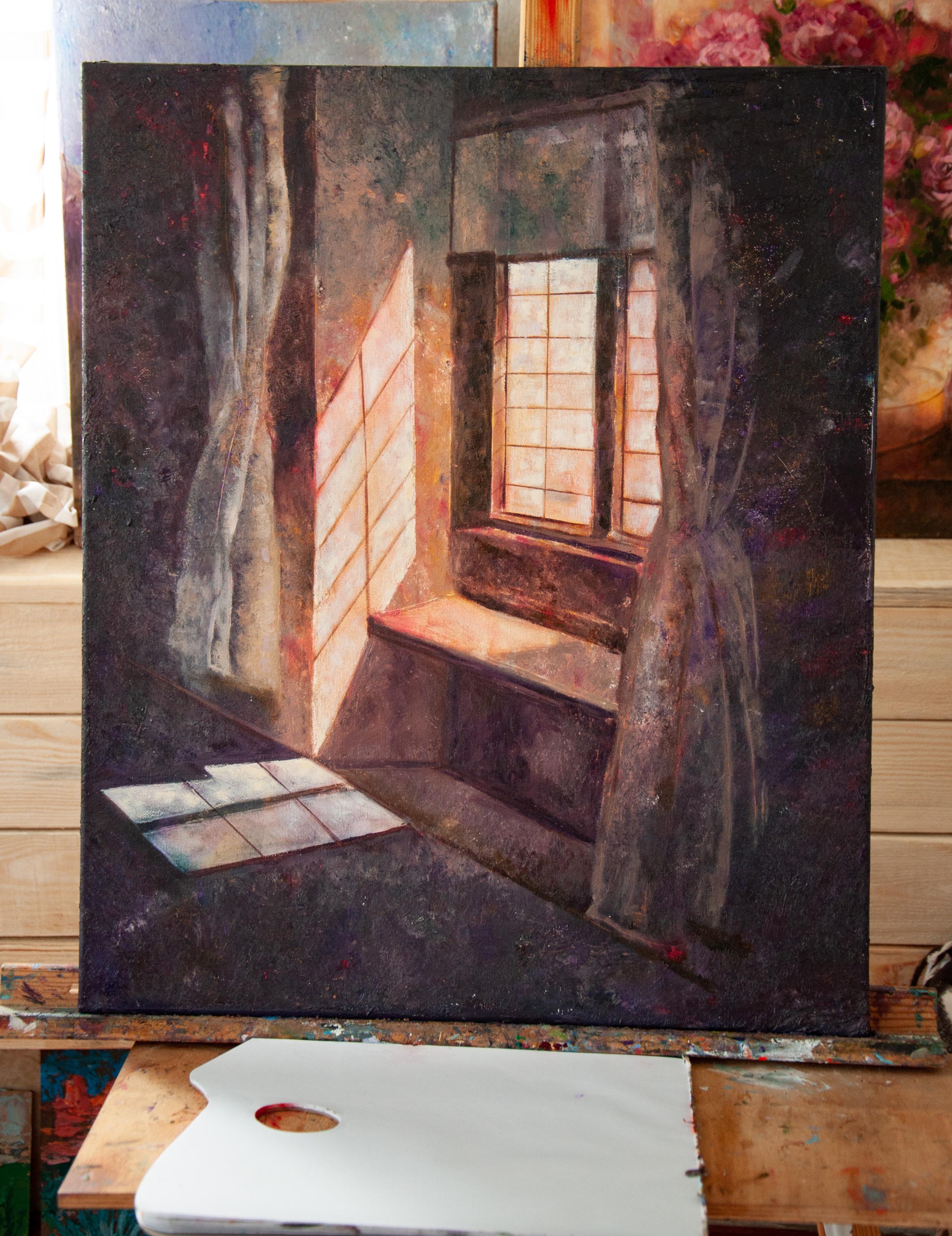 FENÊTRE SUR LE JARDIN SECRET, huile sur toile - 20*24in (50*60cm) en vente 2