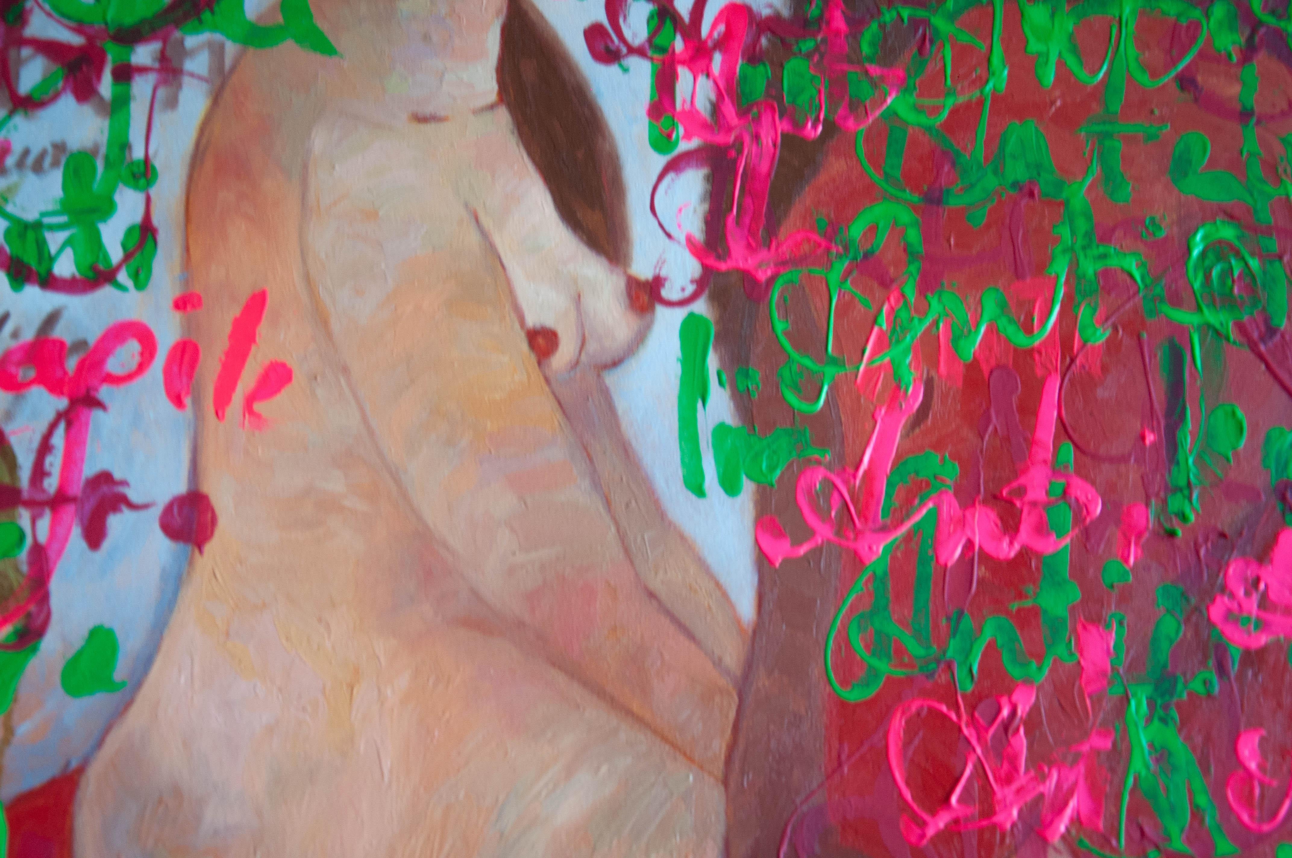 Donna nuda, Pop Art, tela, tecnica mista  - ANTIFRAGILE - 100x80 cm 3
