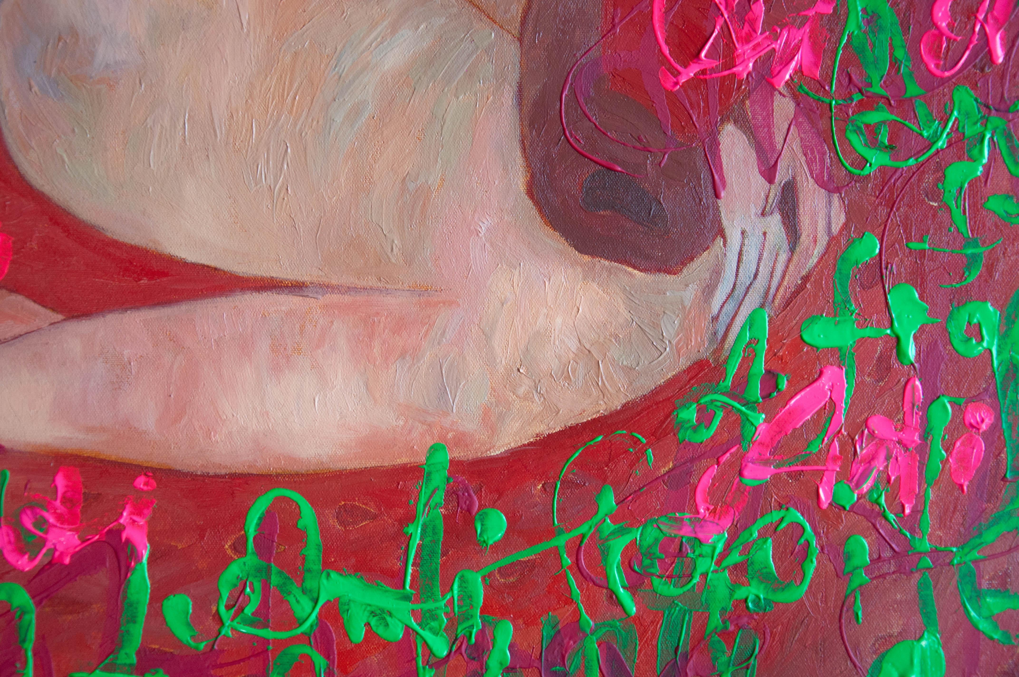 Donna nuda, Pop Art, tela, tecnica mista  - ANTIFRAGILE - 100x80 cm 4