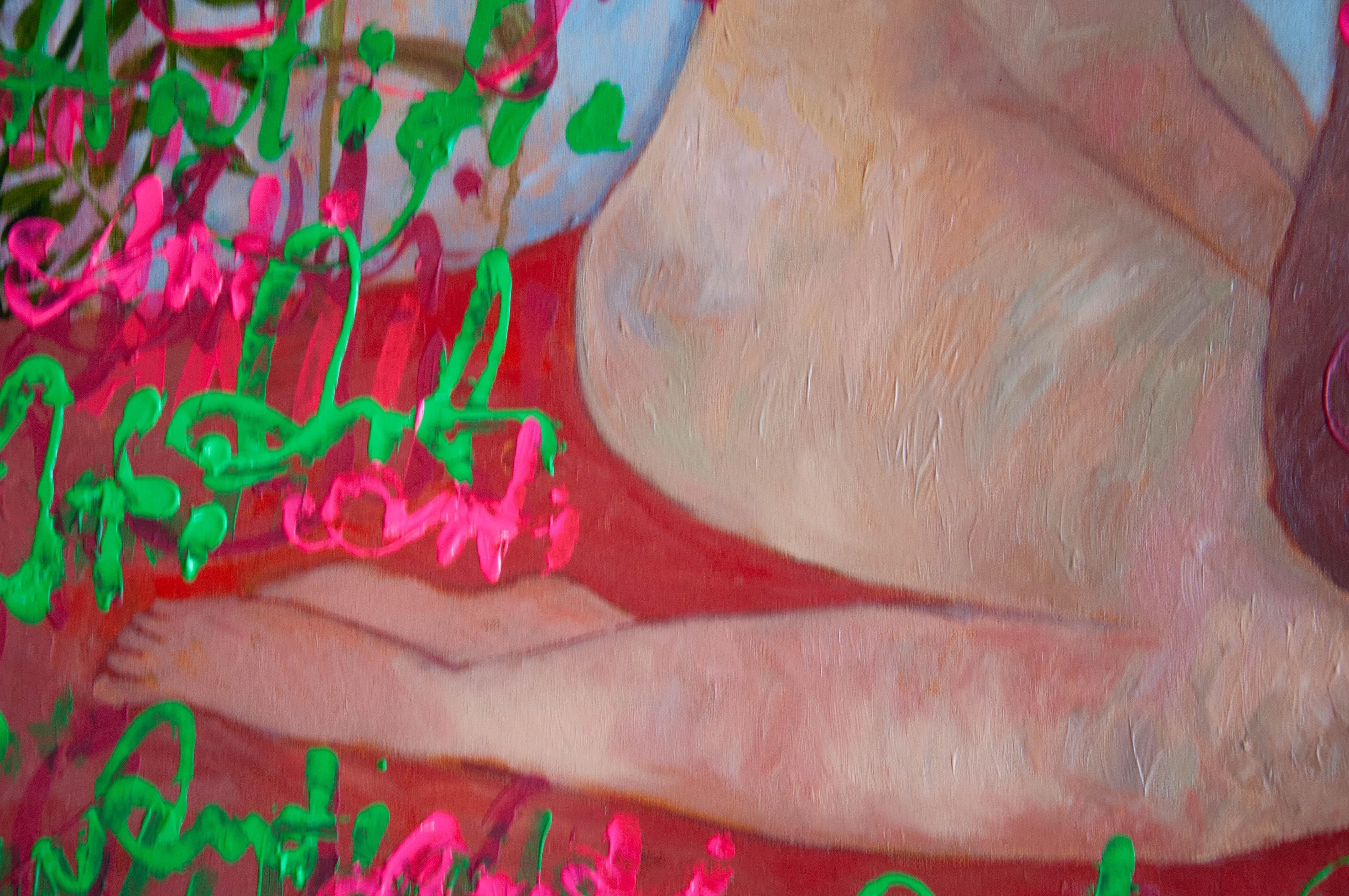 Donna nuda, Pop Art, tela, tecnica mista  - ANTIFRAGILE - 100x80 cm 5