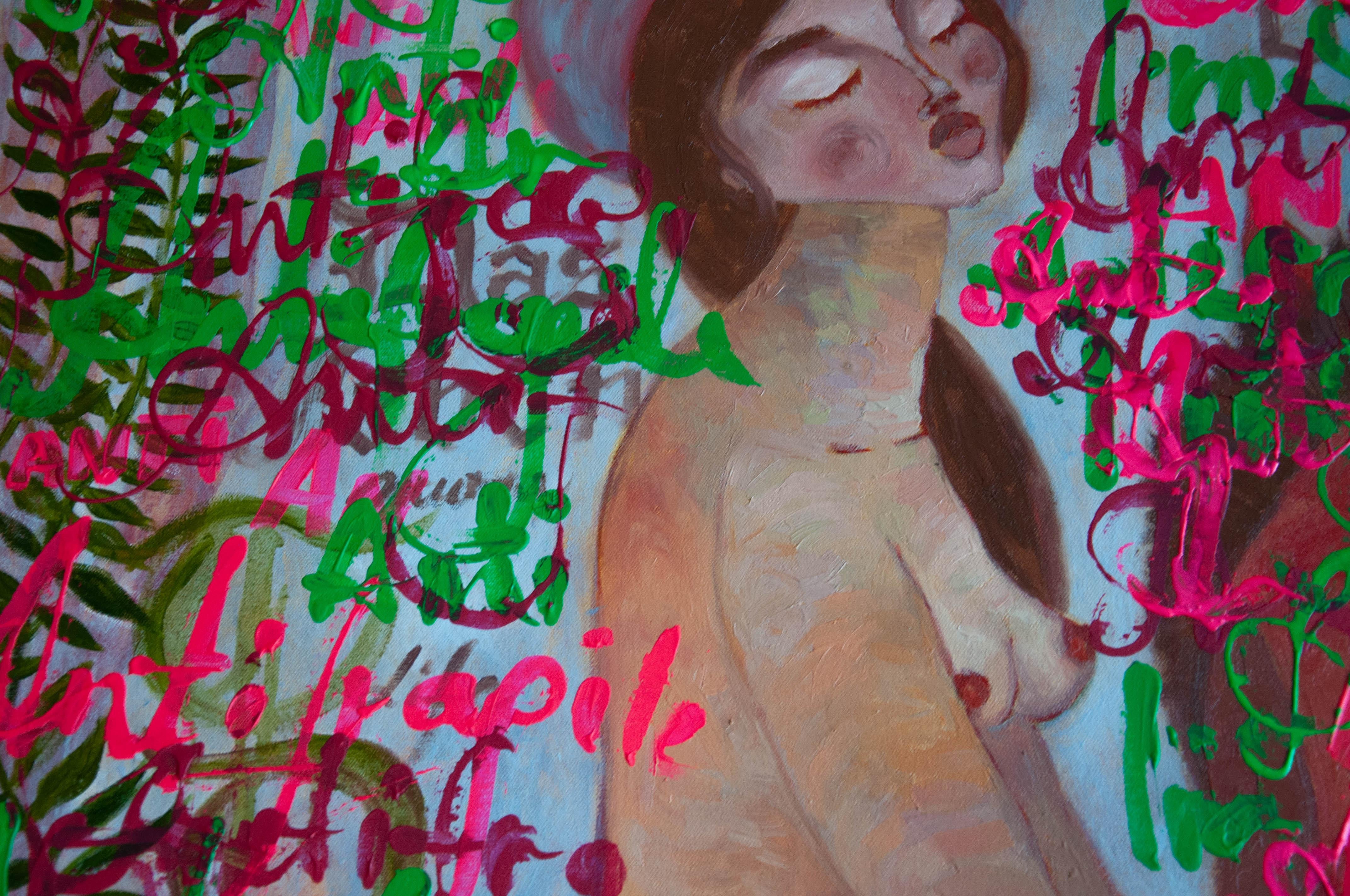 Woman Nude, Pop Art, canvas, mixed media  - ANTIFRAGILE - 100x80 cm For Sale 5