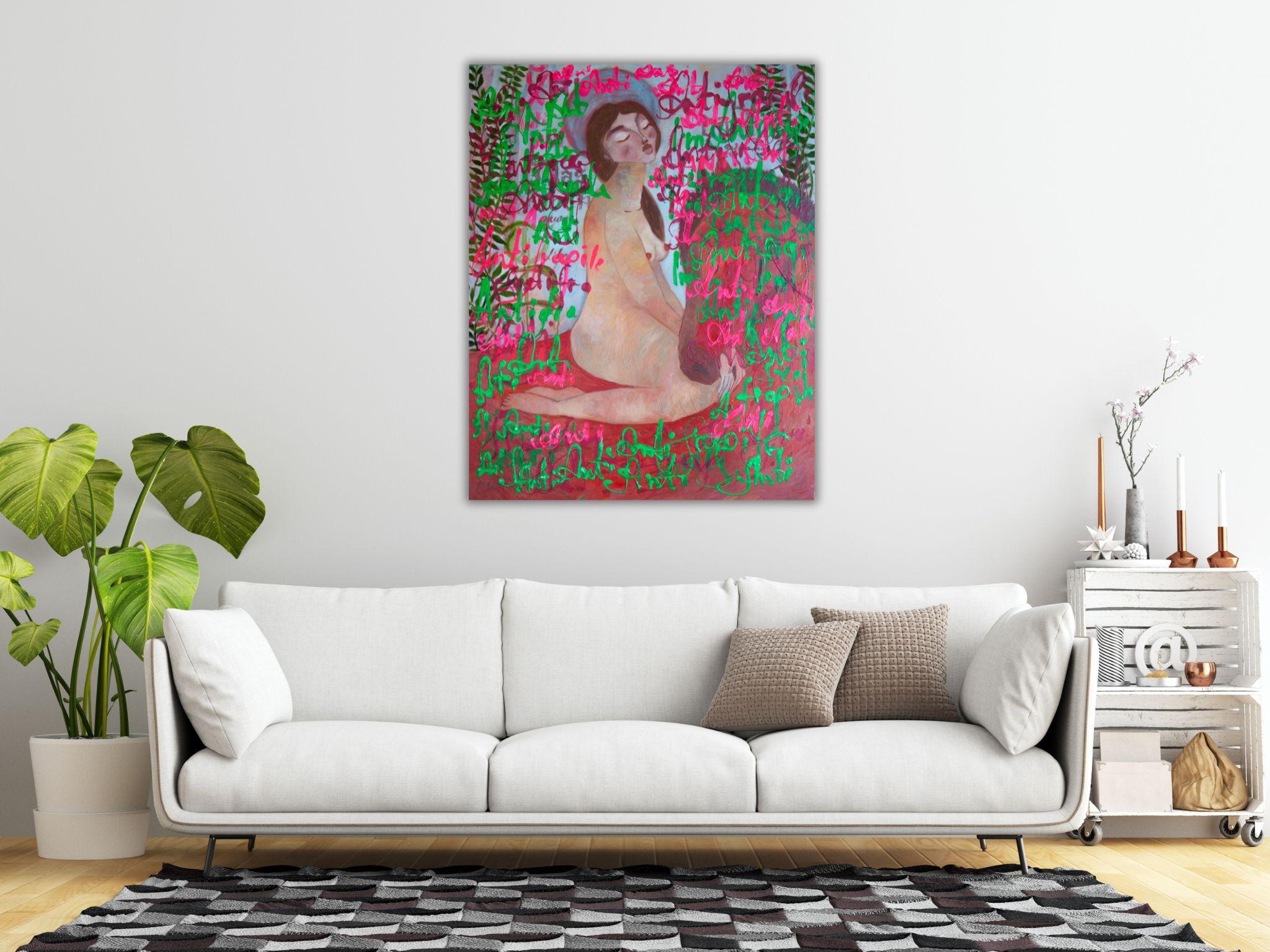 Donna nuda, Pop Art, tela, tecnica mista  - ANTIFRAGILE - 100x80 cm 11