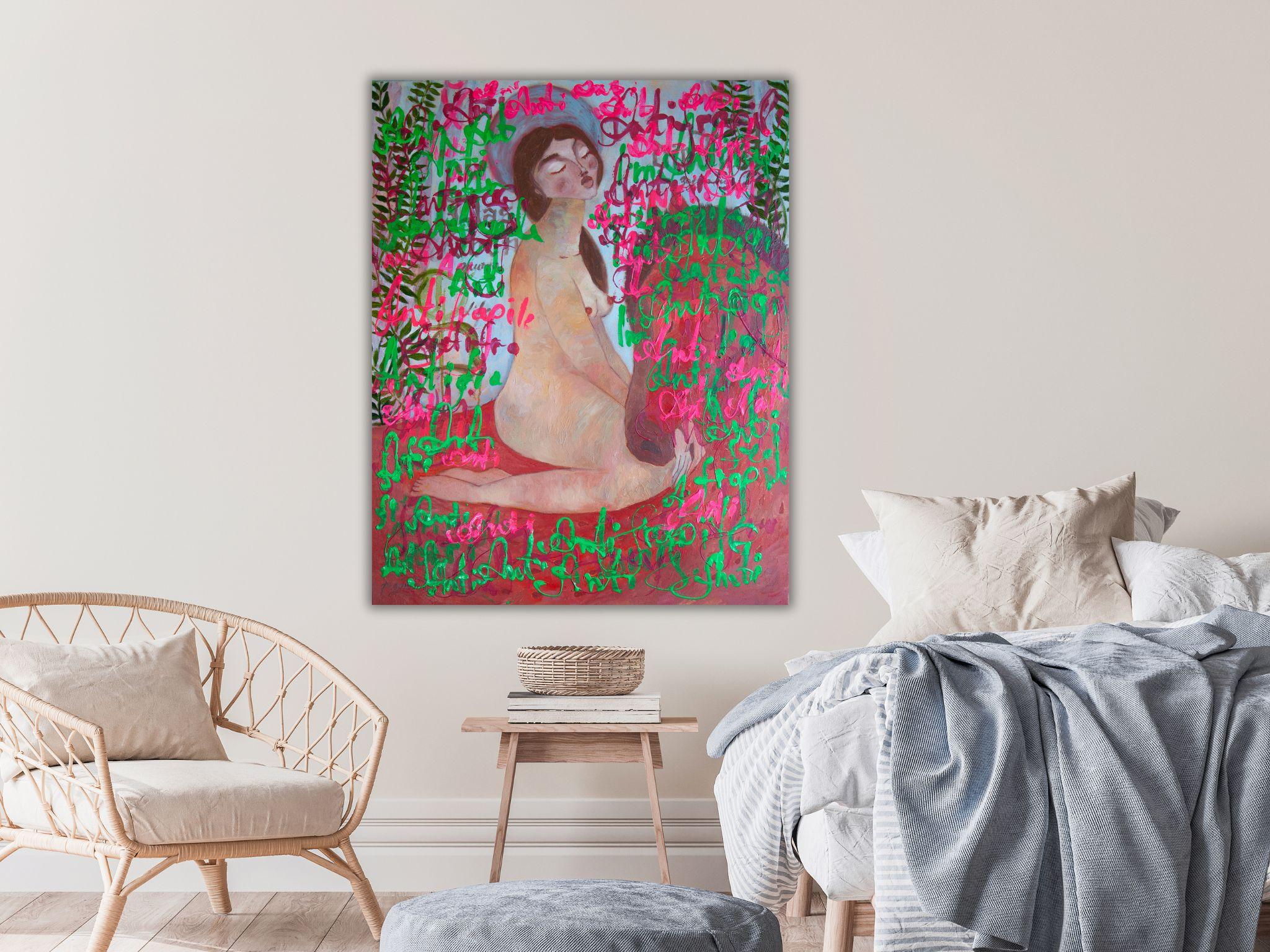 Woman Nude, Pop Art, canvas, mixed media  - ANTIFRAGILE - 100x80 cm For Sale 14