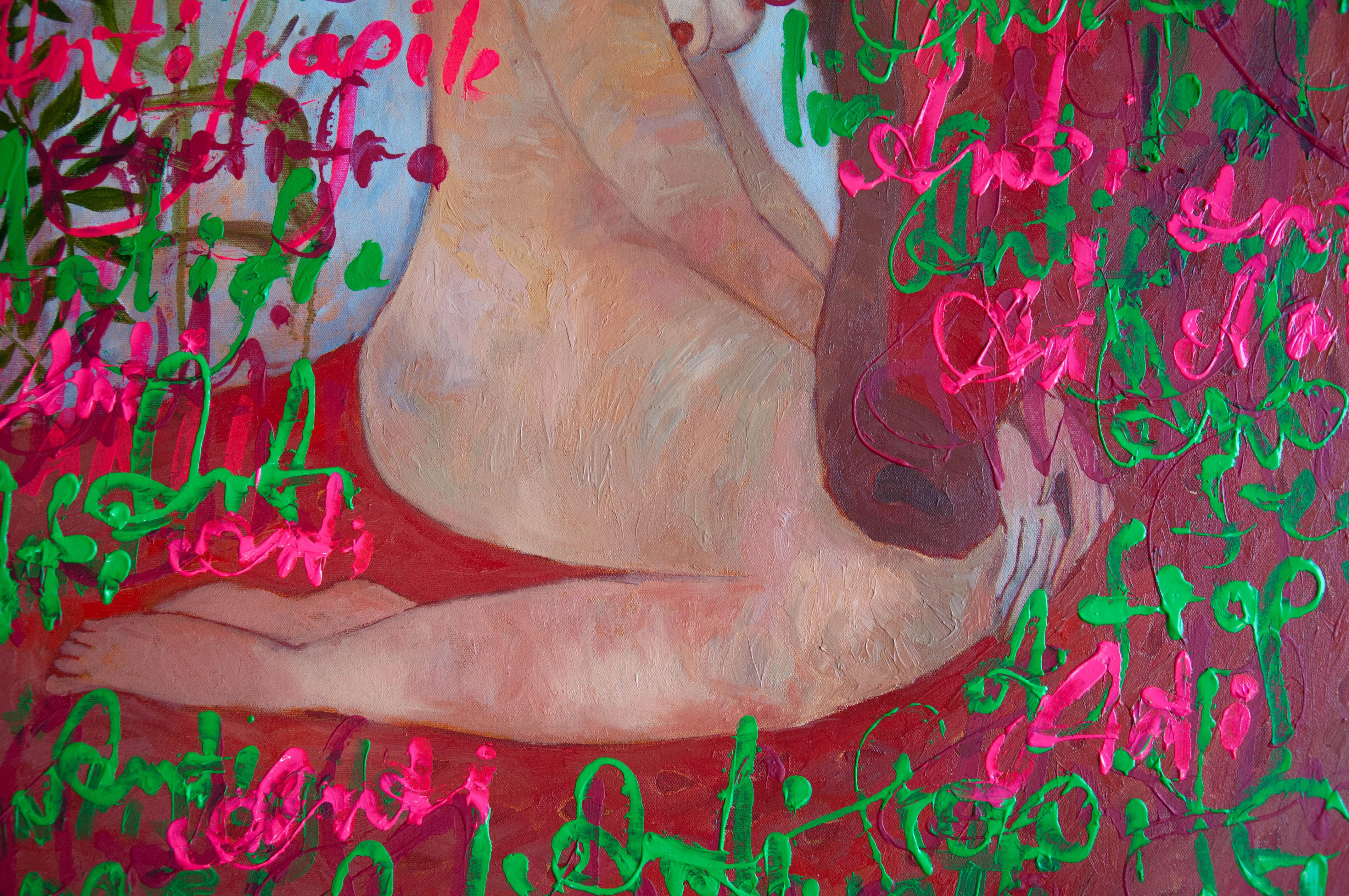 Femme nue, Pop Art, toile, techniques mixtes  - ANTIFRAGILE - 100x80 cm en vente 1