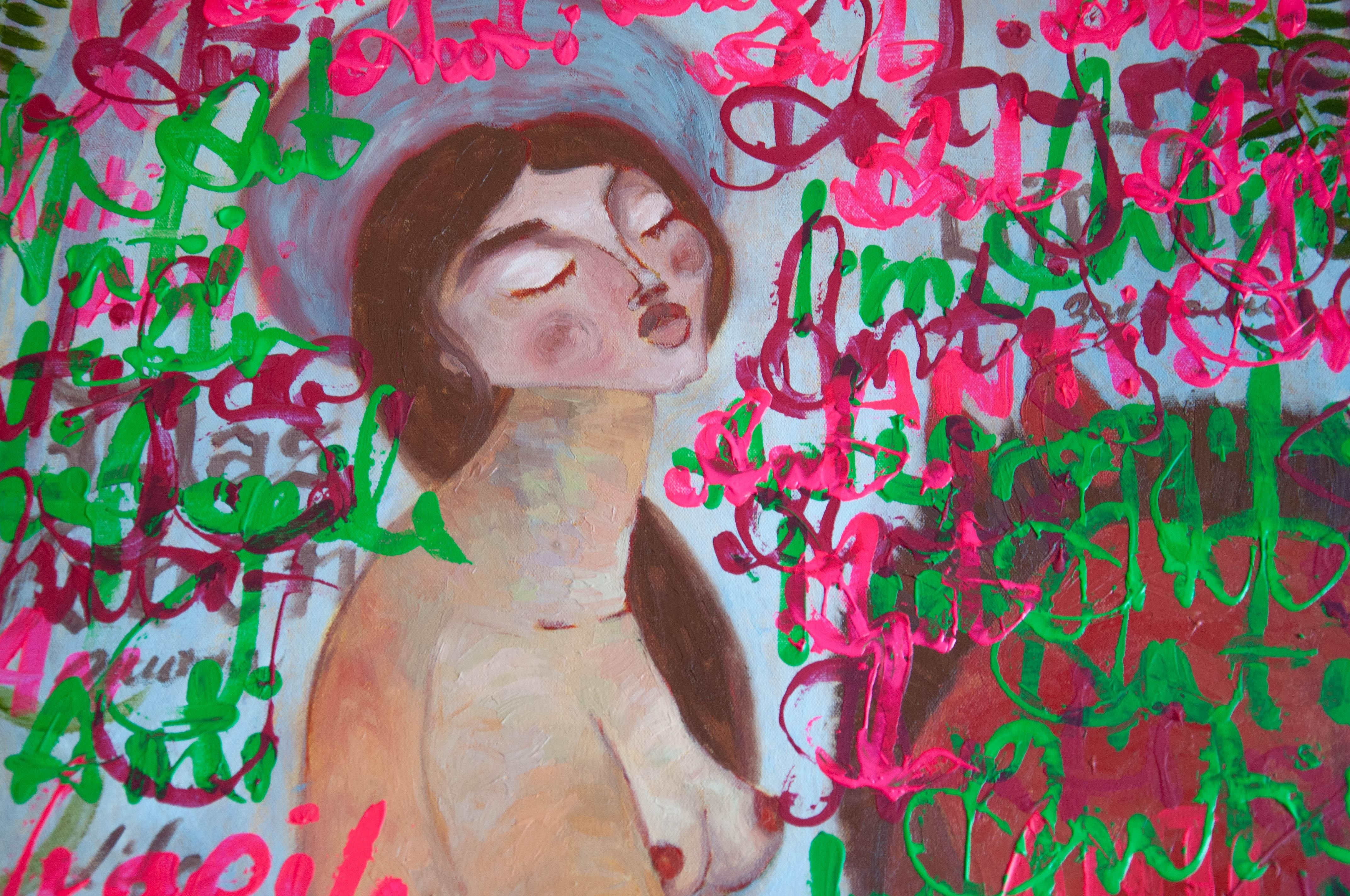 Woman Nude, Pop Art, canvas, mixed media  - ANTIFRAGILE - 100x80 cm For Sale 1