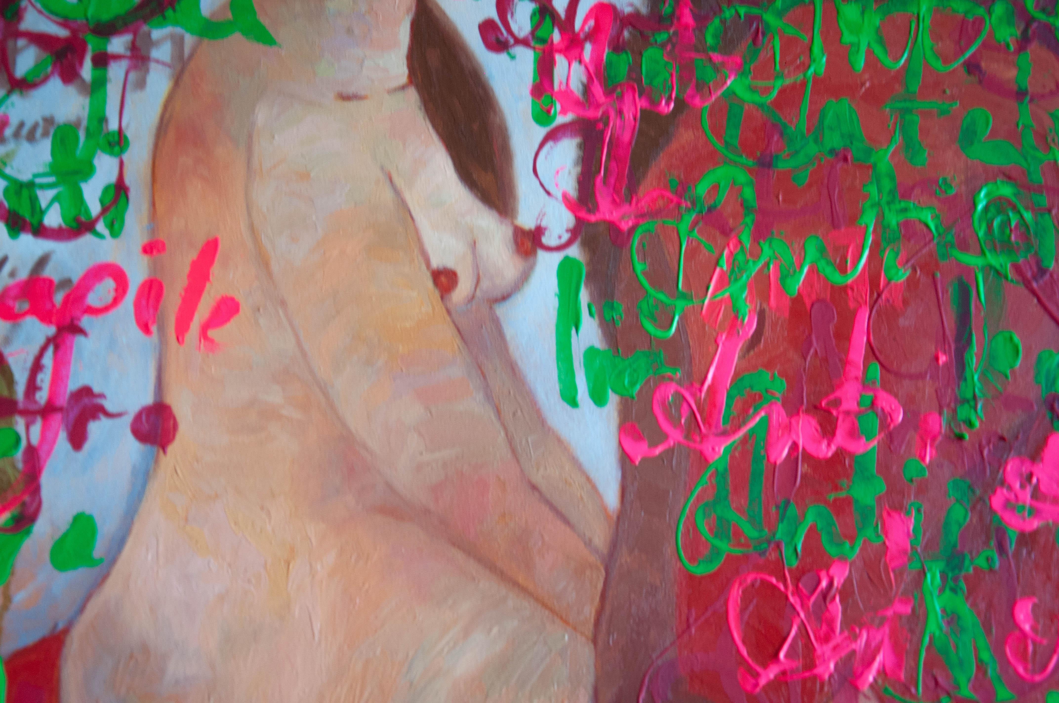 Woman Nude, Pop Art, canvas, mixed media  - ANTIFRAGILE - 100x80 cm For Sale 2