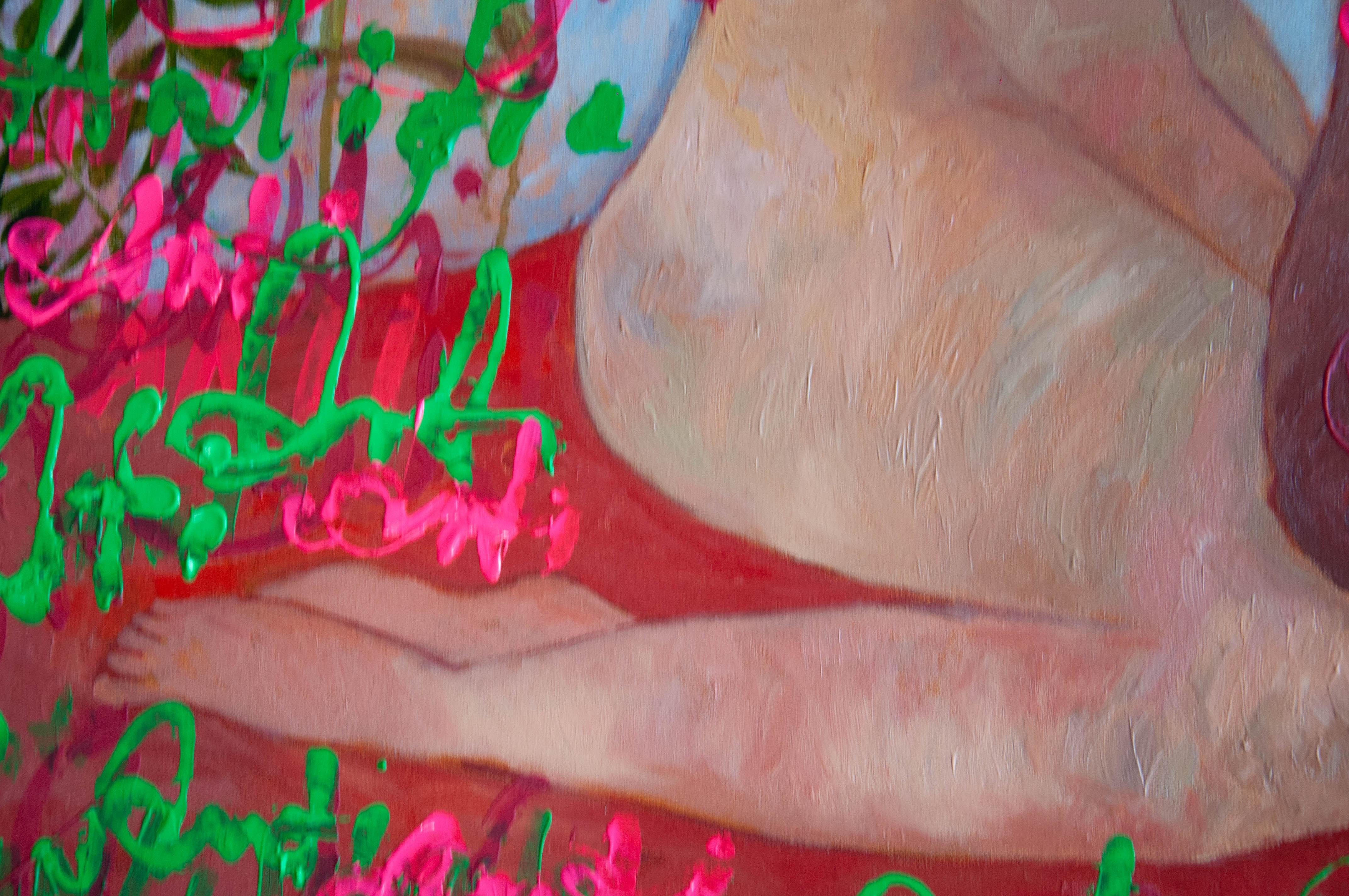Woman Nude, Pop Art, canvas, mixed media  - ANTIFRAGILE - 100x80 cm For Sale 4