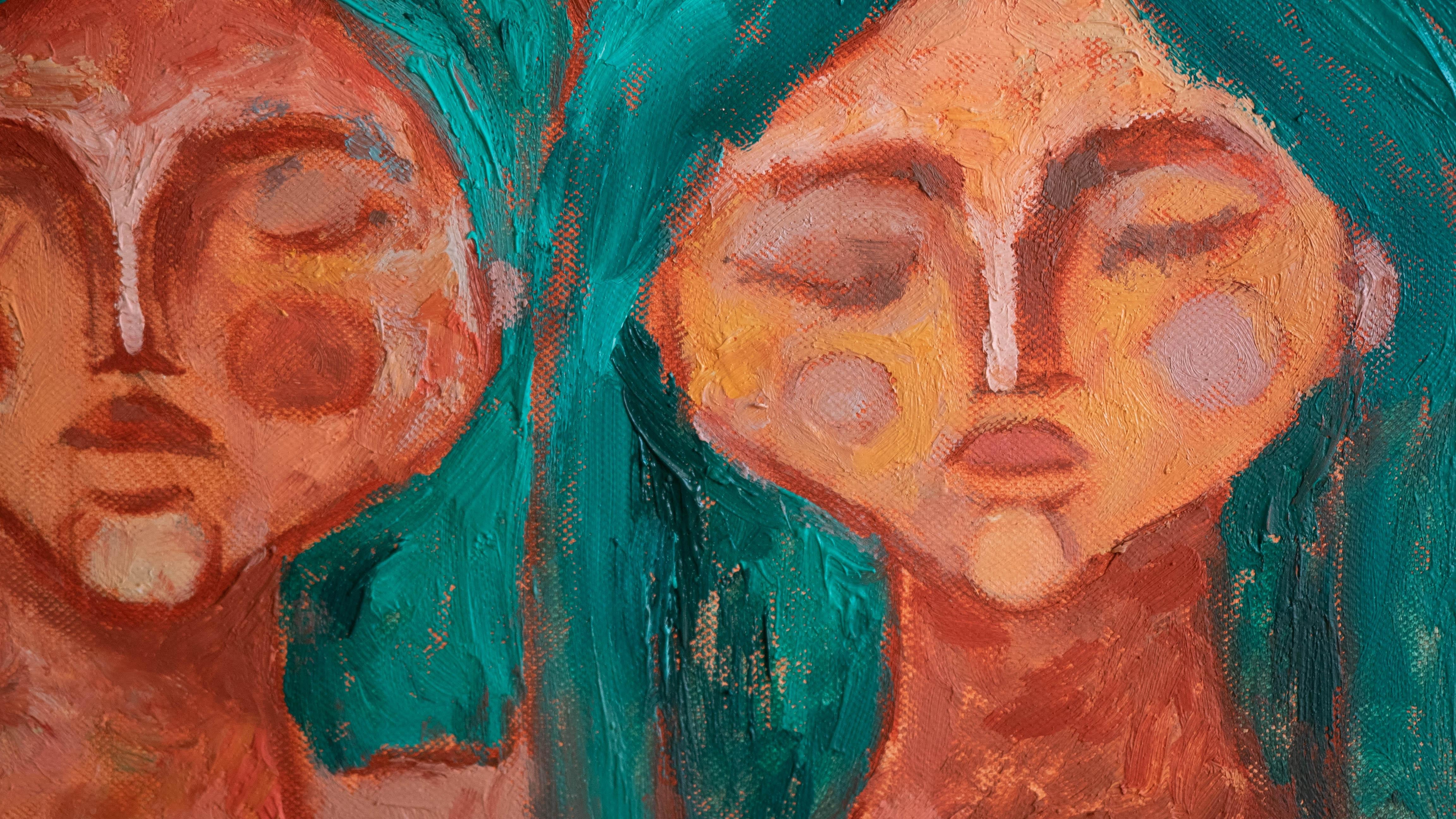 You rise me up - Orange Nude Painting by Dasha Pogodina