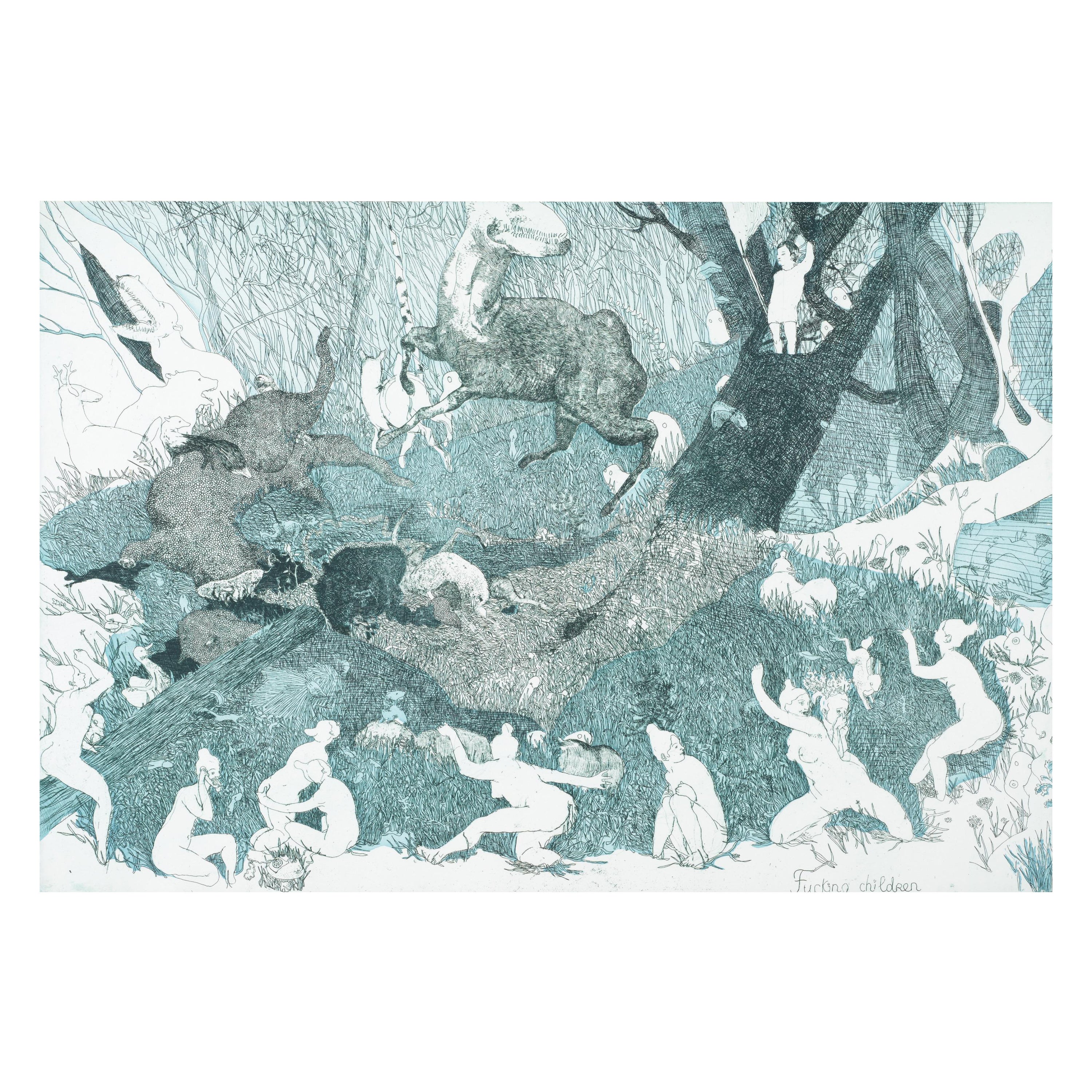 Dasha Shiskin „Guard your well well“, geätztes Gemälde im Angebot
