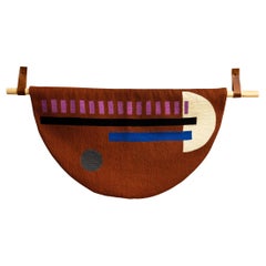 Dashes Handbestickter geometrischer moderner Wandteppich, Wandaufhänger